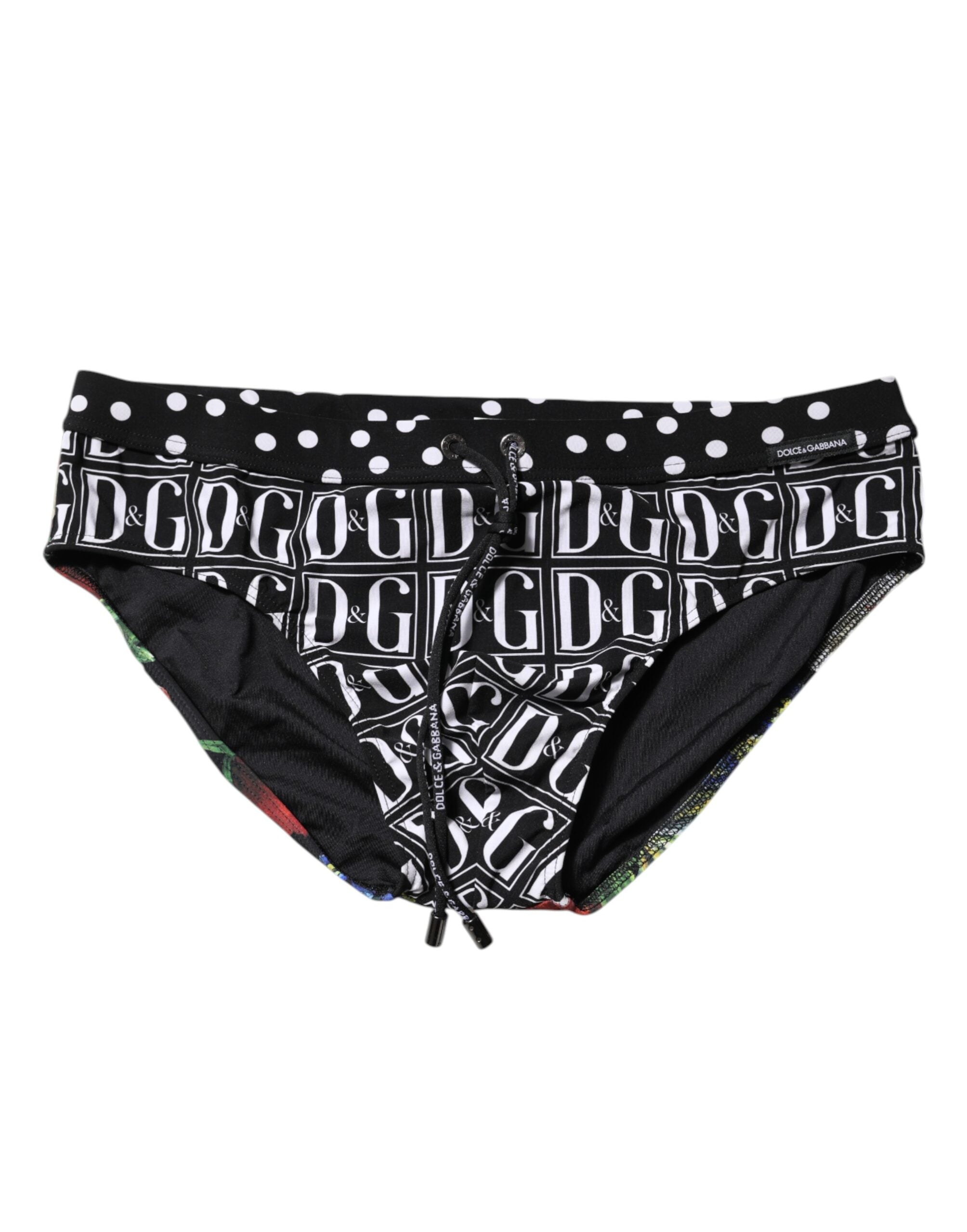 Black Floral Logo Beachwear Men Brief Swimwear - ventzia