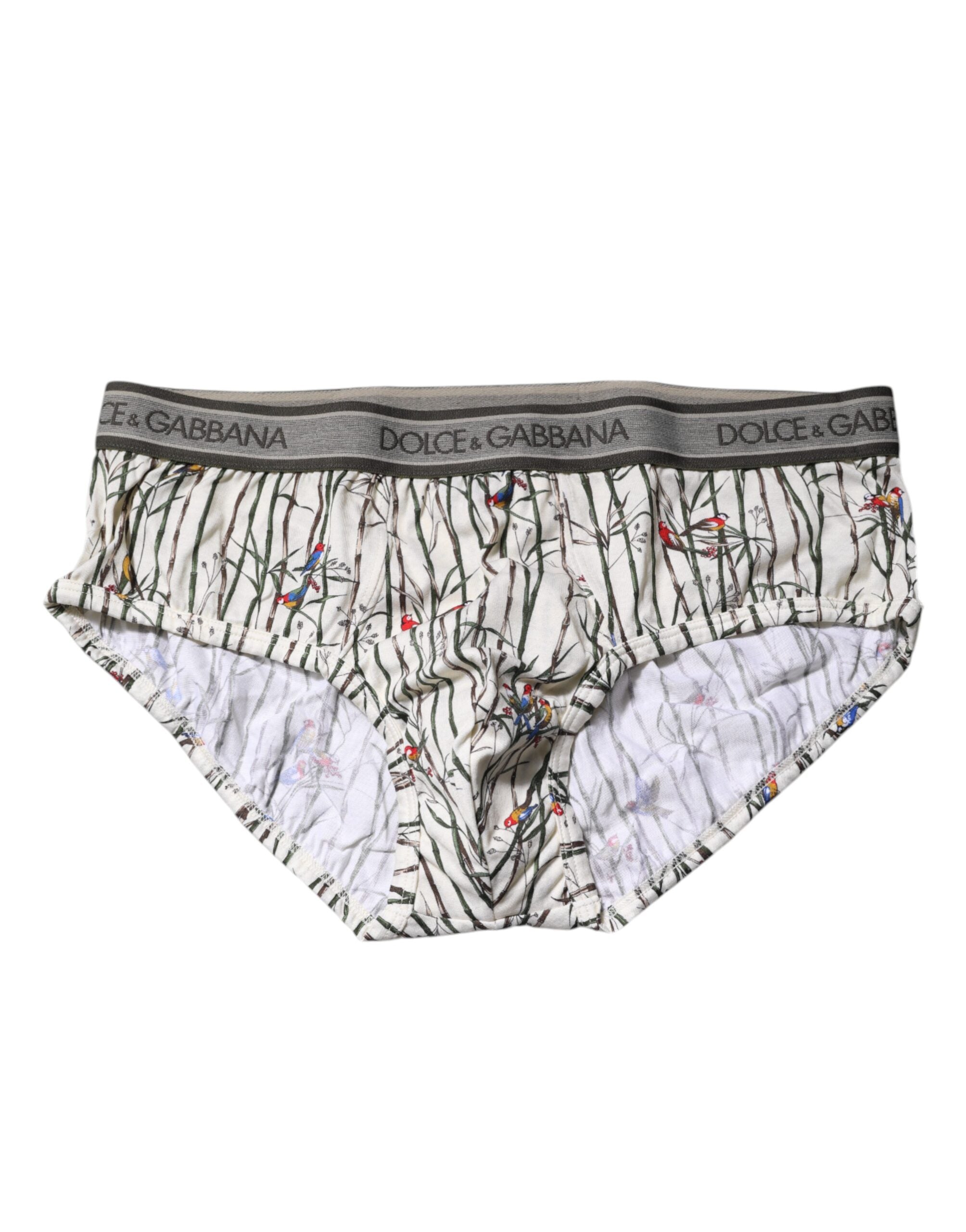Ivory Bird Print Cotton Regular Brief Underwear - ventzia