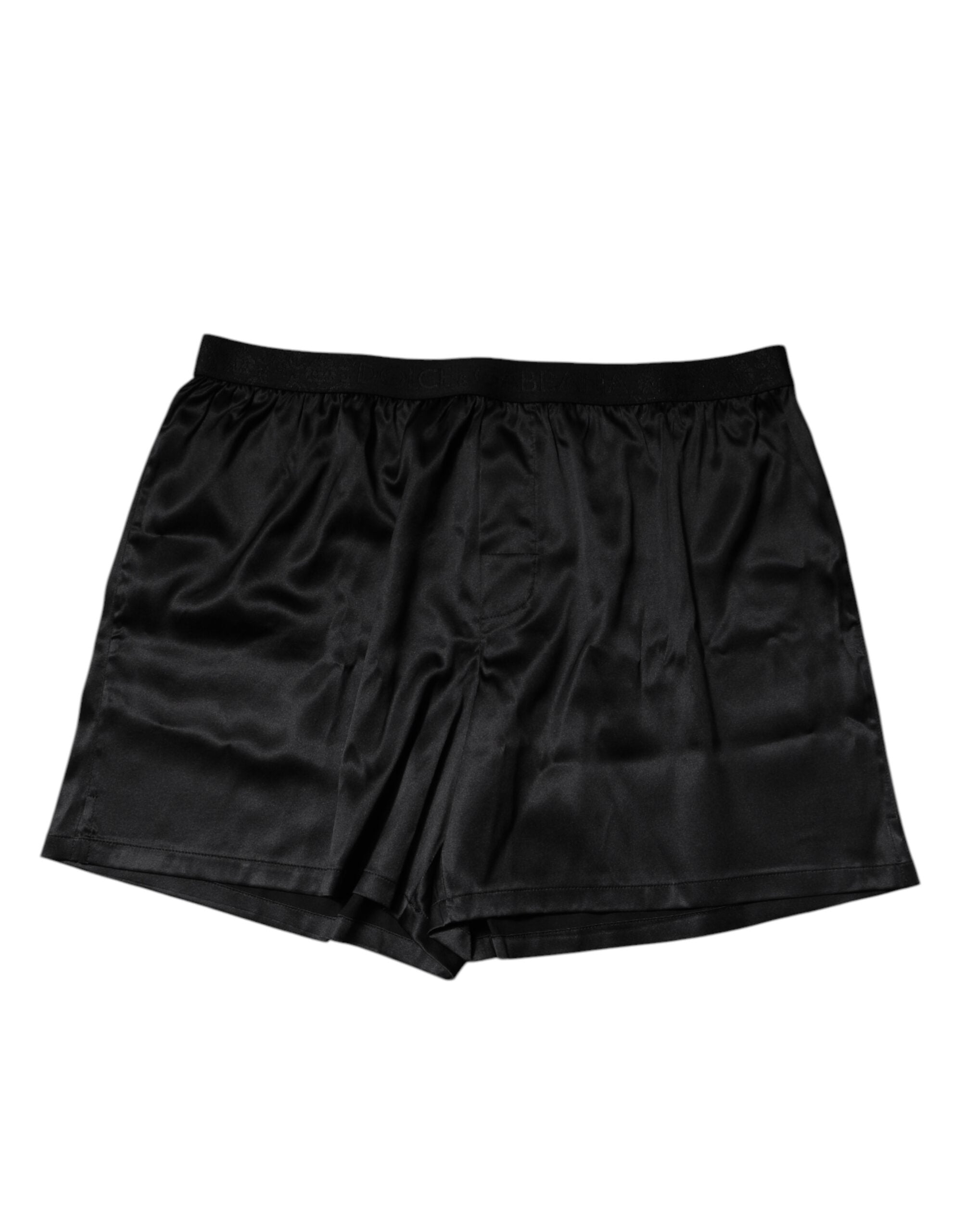 Black Silk Regular Men Boxer Shorts Underwear - ventzia