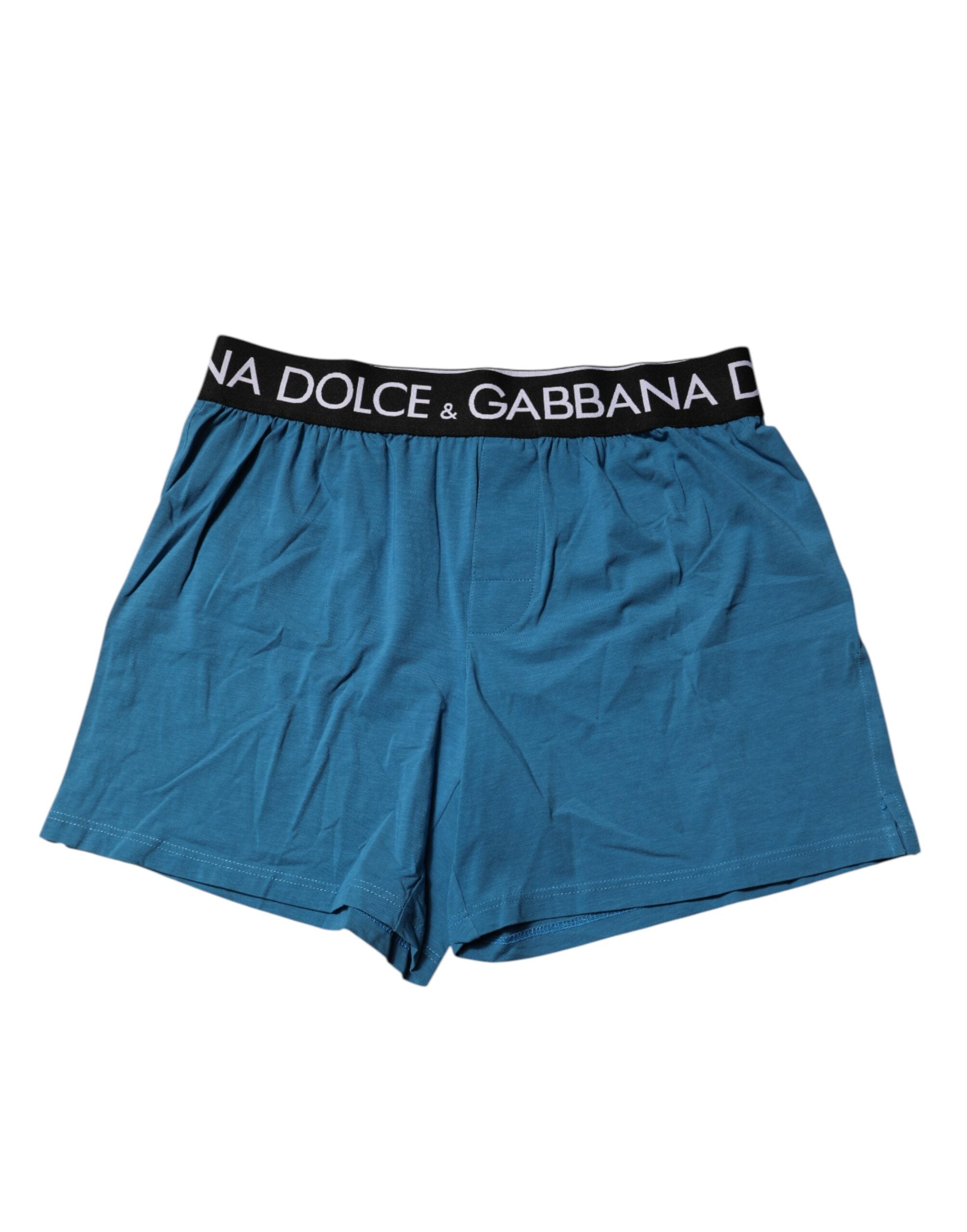 Blue Logo Waist Regular Boxer Shorts Underwear - ventzia