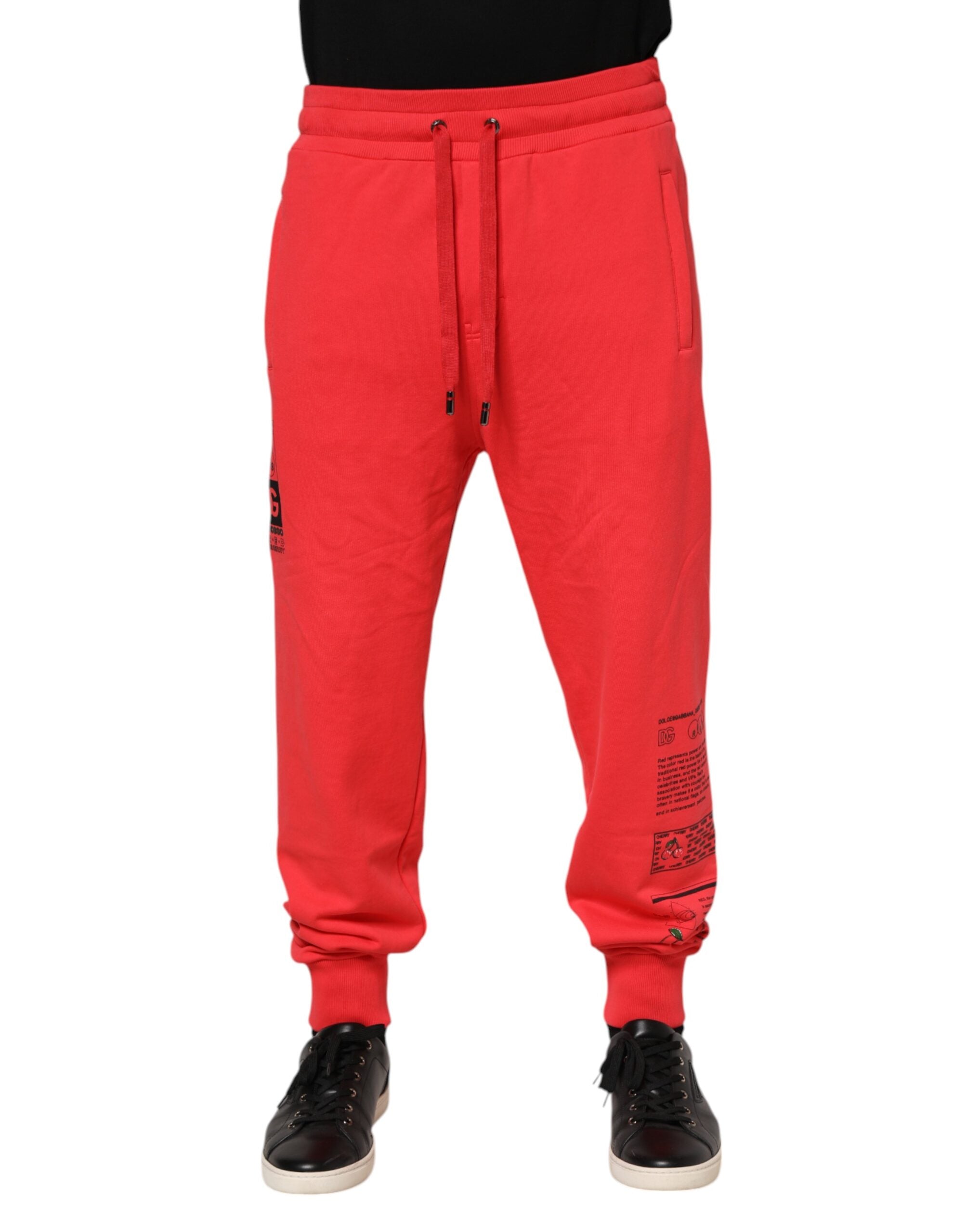 Red Cotton Men Jogger Sweatpants Pants - ventzia