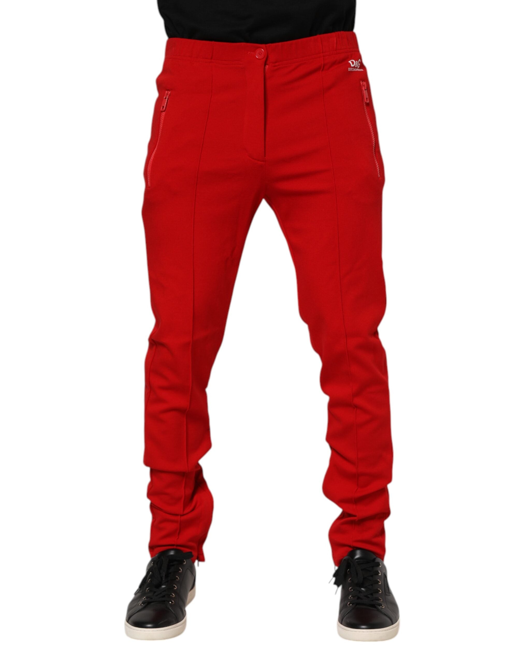 Red Viscose Logo Jogger Men Sweatpants Pants - ventzia