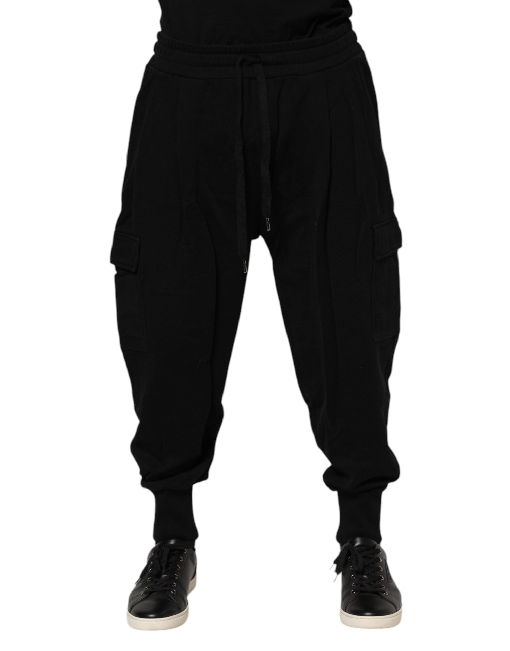 Black Cotton Logo Jogger Sweatpants Pants - ventzia