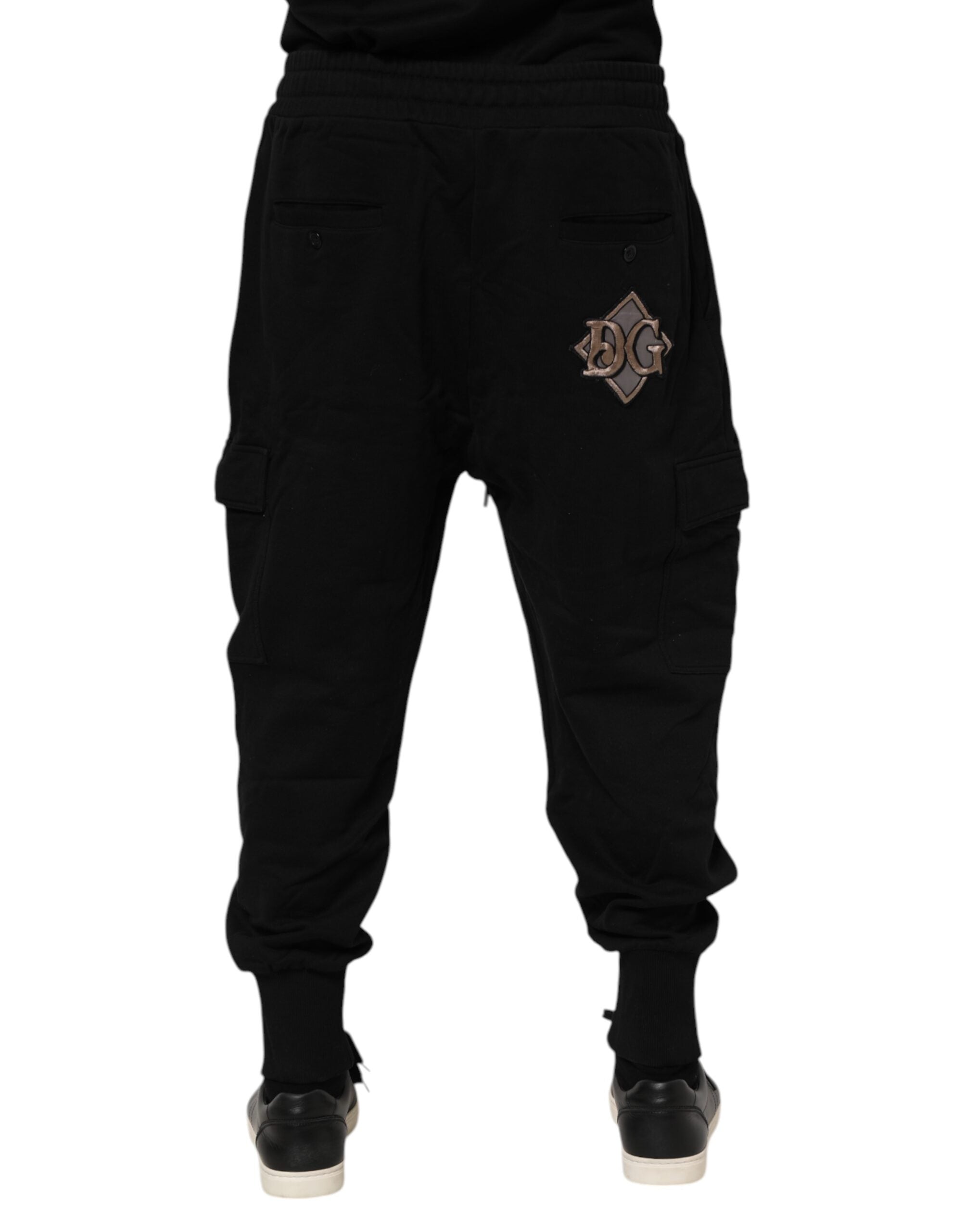 Black Cotton Logo Jogger Sweatpants Pants - ventzia