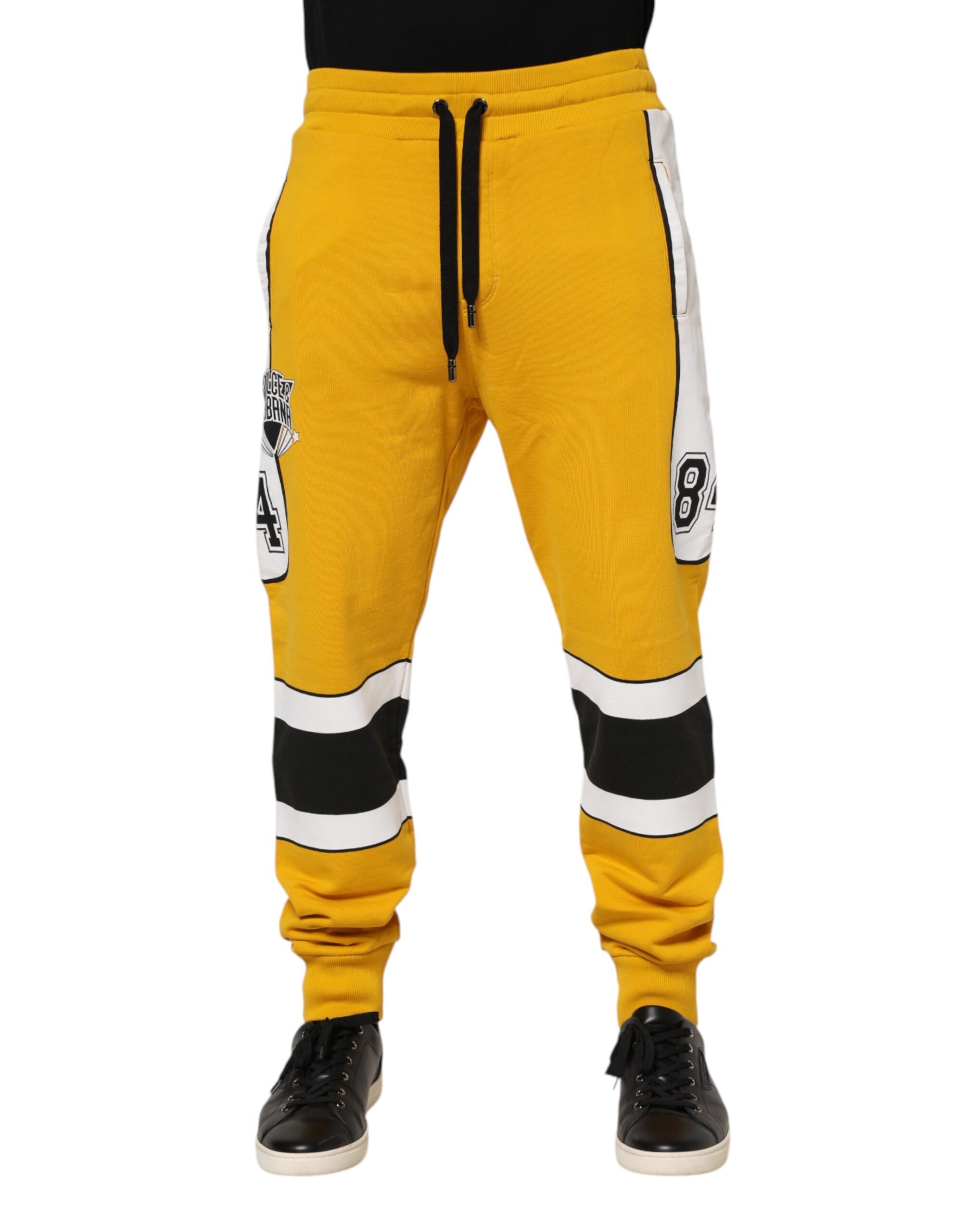 Yellow Cotton Drawstring Jogger Pants - ventzia