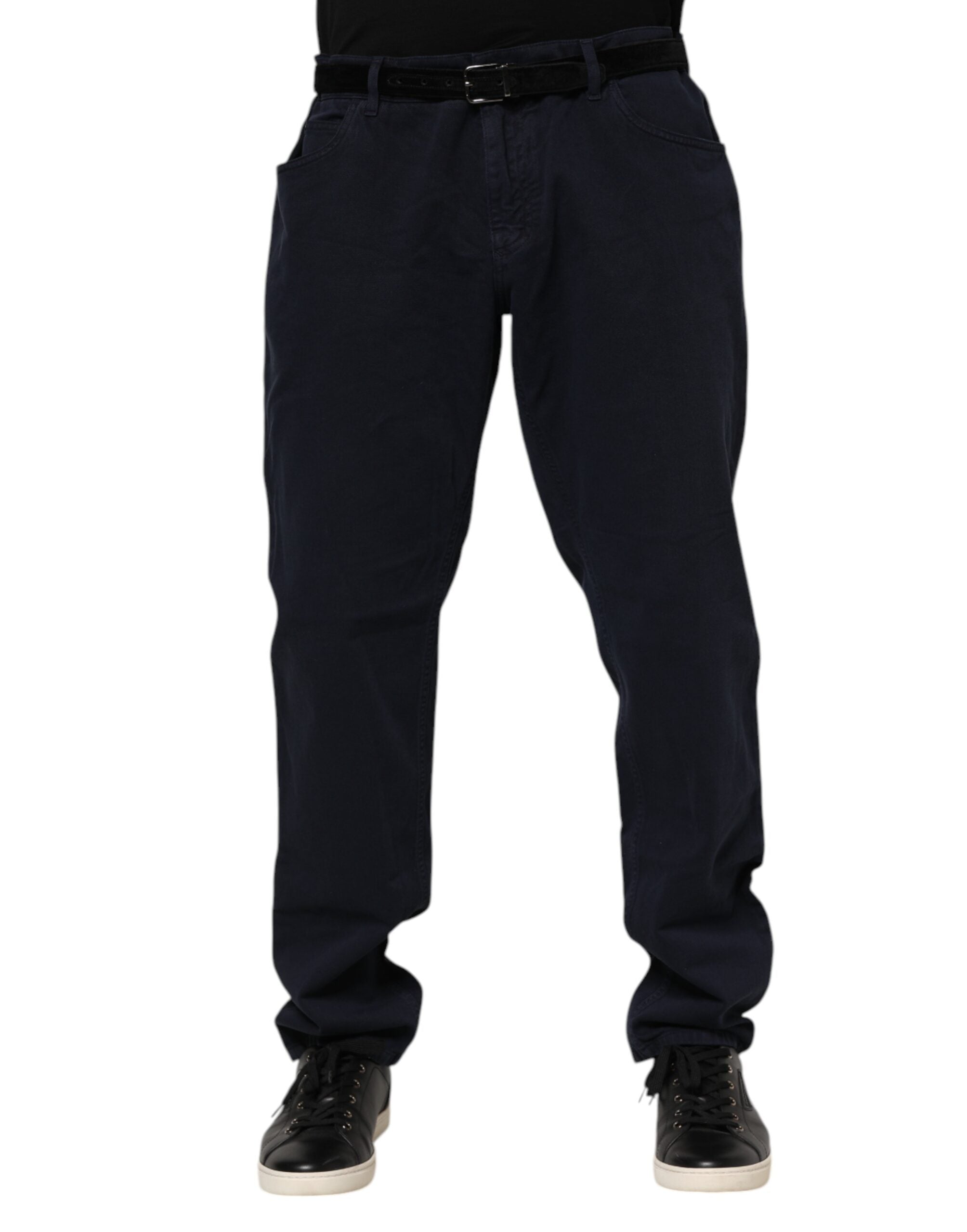Black Cotton Tapered Denim Jeans - ventzia