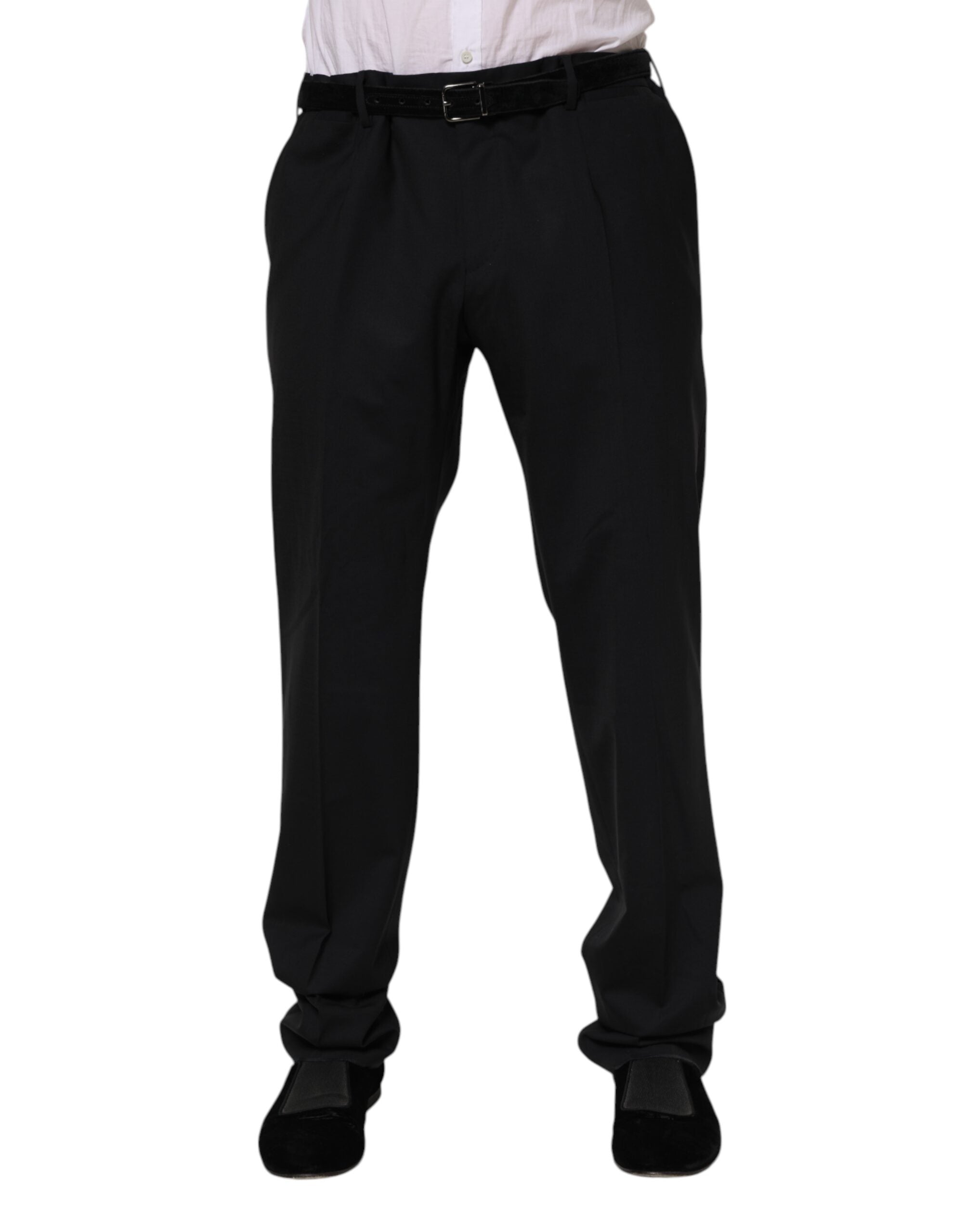 Black Wool Formal Dress Pants - ventzia