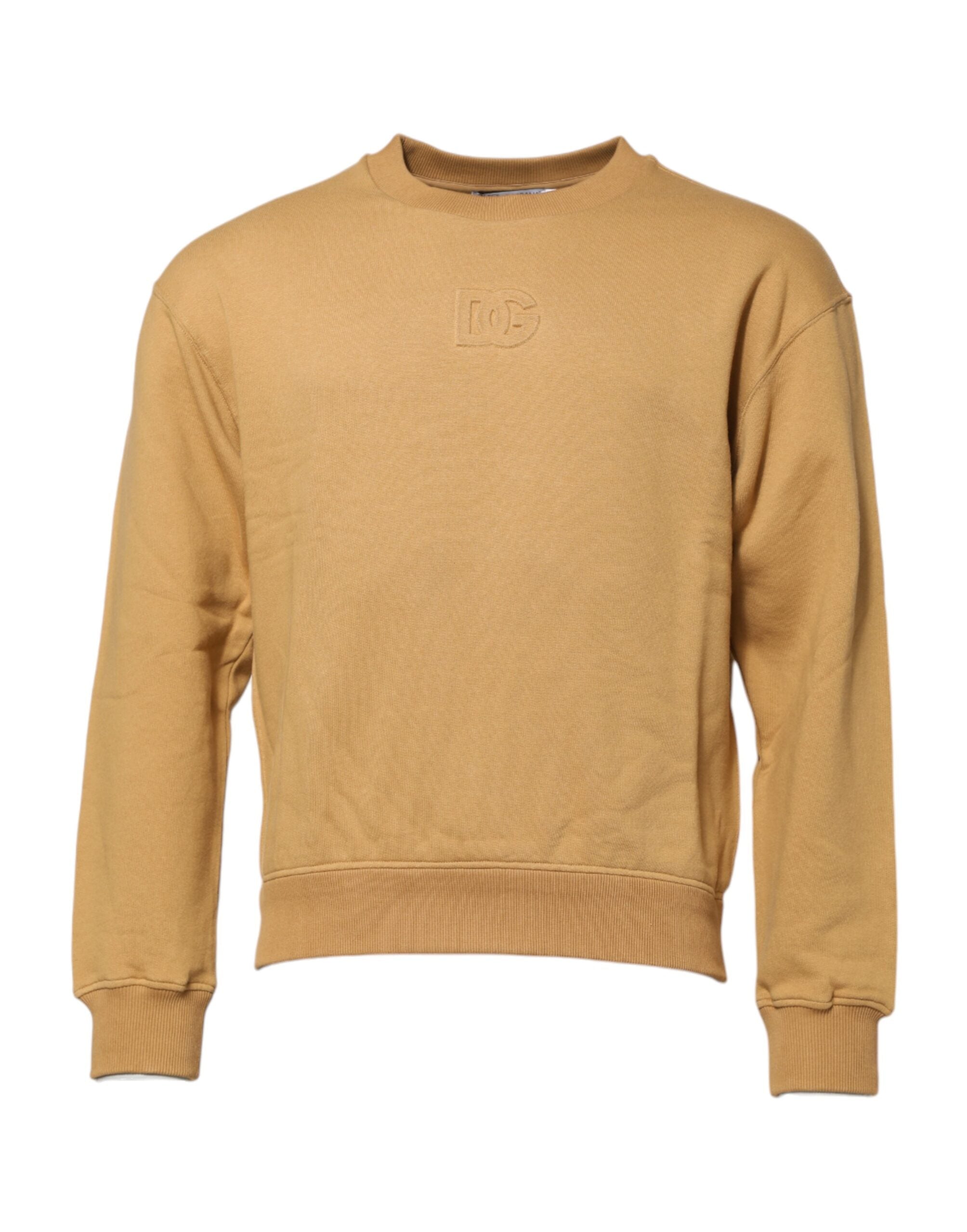 Mustard Cotton DG Embossed Pullover Sweater - ventzia