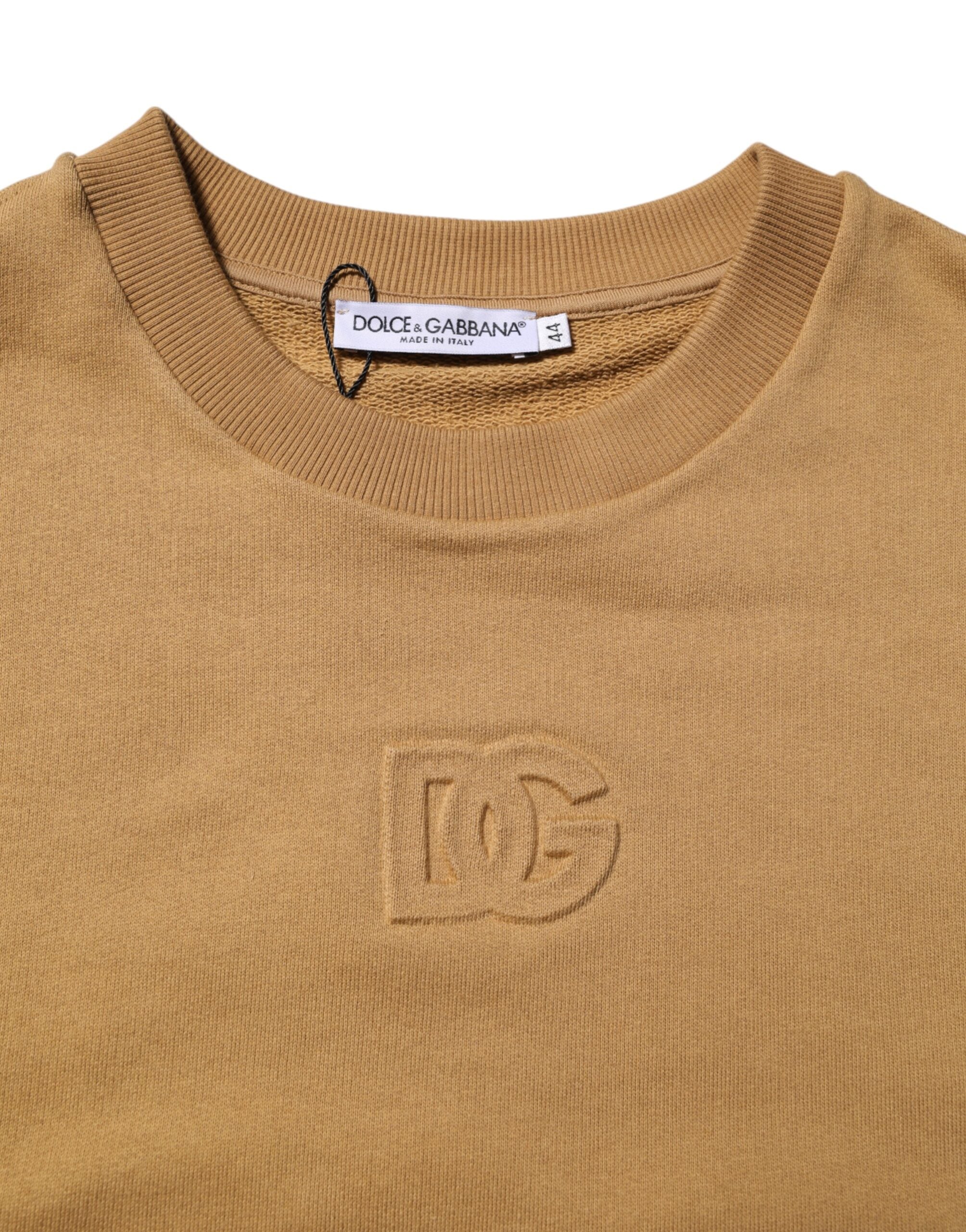 Mustard Cotton DG Embossed Pullover Sweater - ventzia