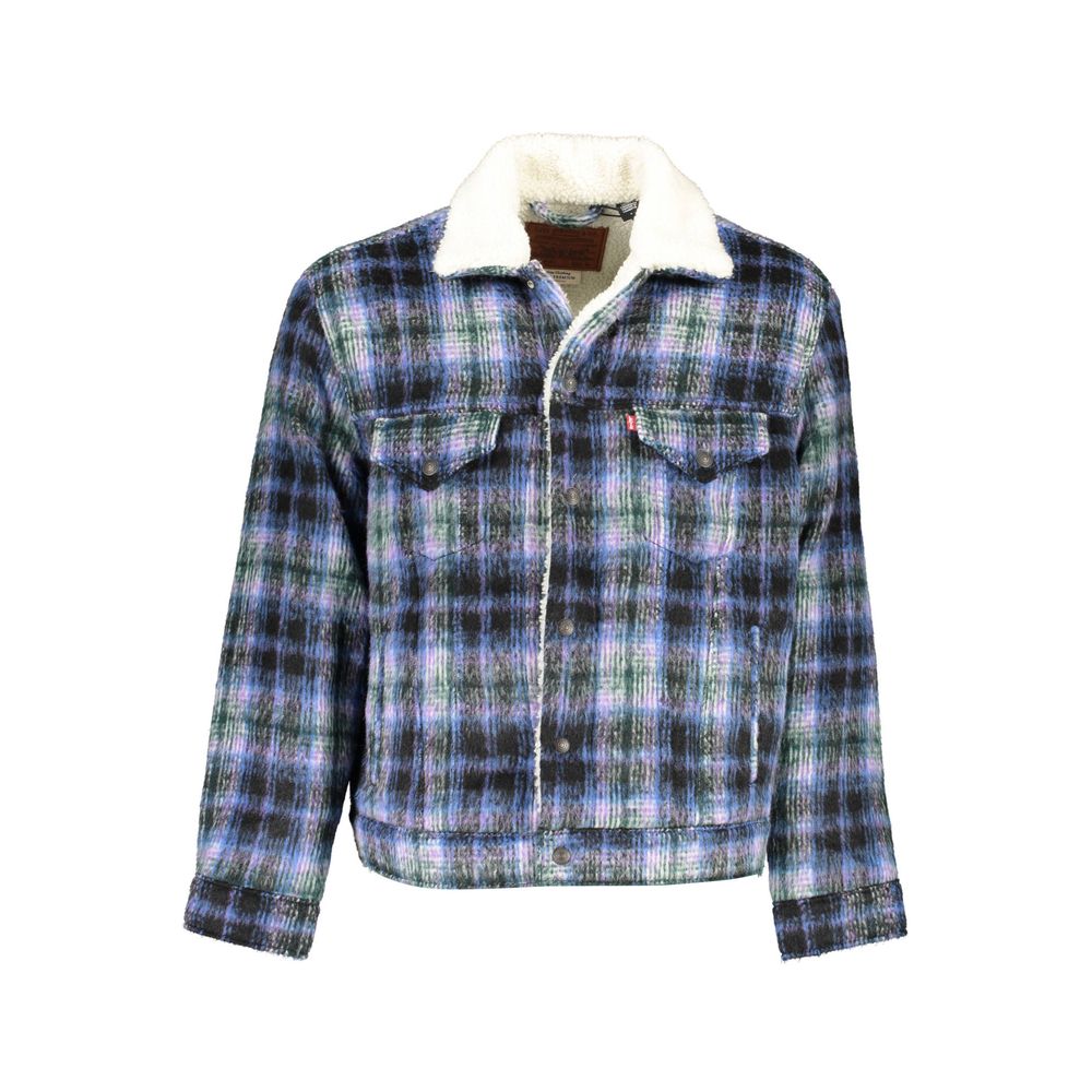 Blue Polyester Jacket - ventzia