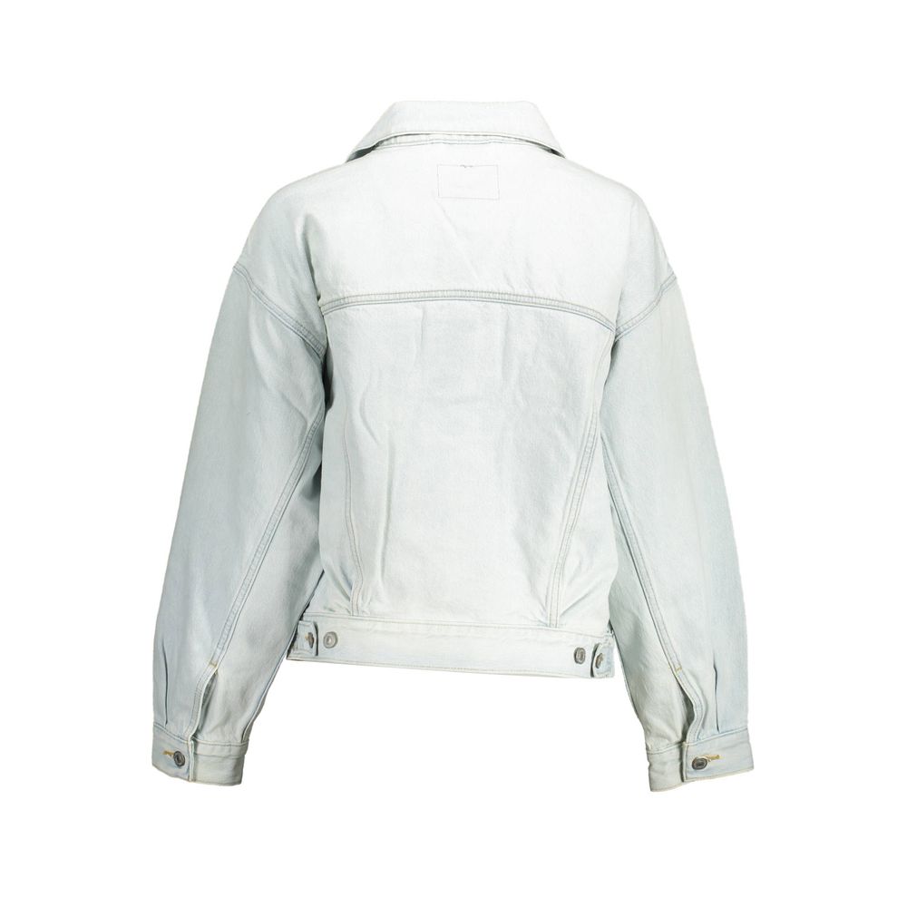 Blue Cotton Jackets & Coat - ventzia
