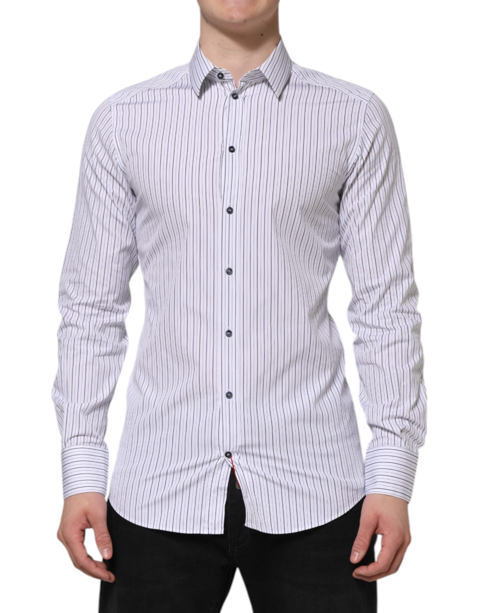 White Blue Striped Cotton GOLD Formal Shirt - ventzia
