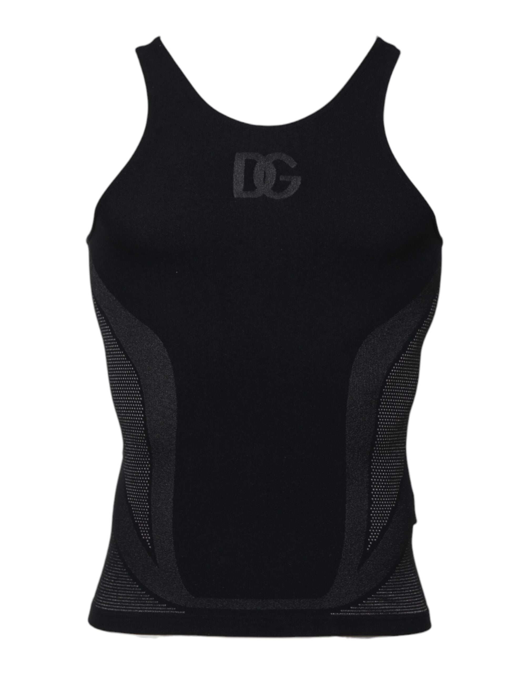 Black Nylon Sleeveless Underwear Tank T-shirt - ventzia