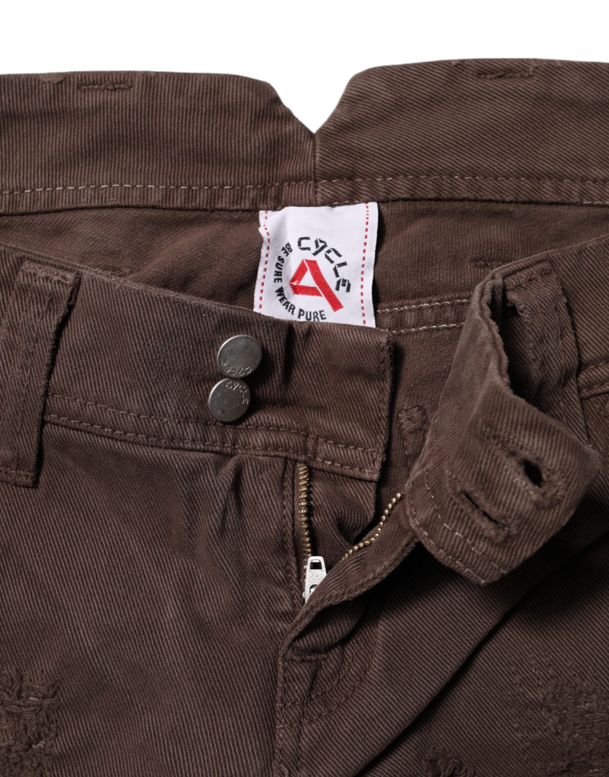 Brown Cotton Low Waist Skinny Casual Jeans - ventzia