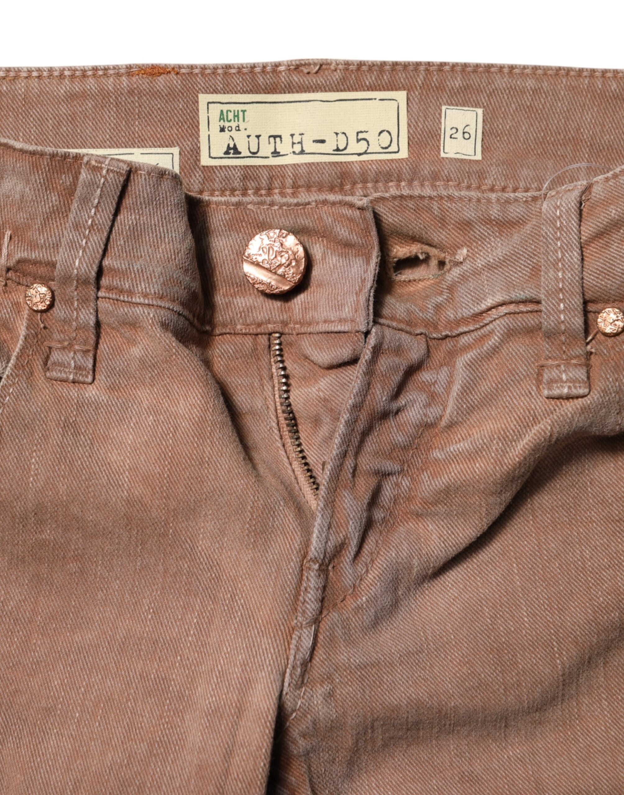 Brown Cotton Slim Fit Denim Low Waist Jeans - ventzia