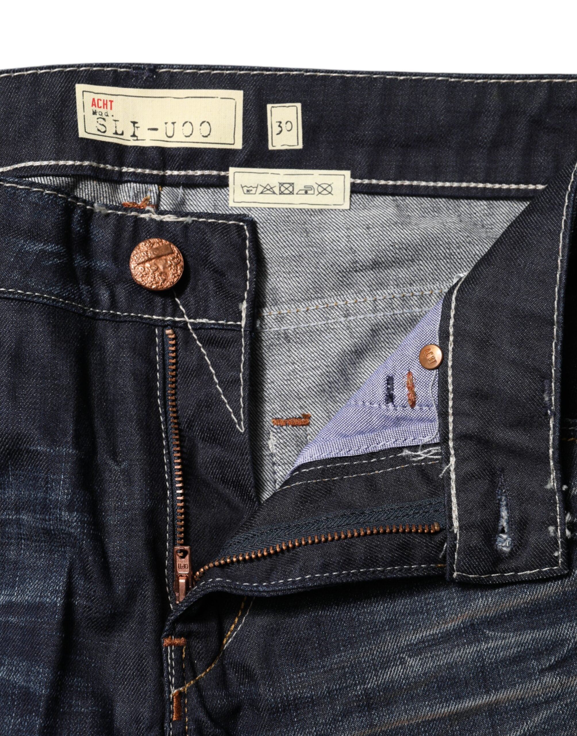 Blue Washed Cotton Mid Waist Flared Denim Jeans - ventzia