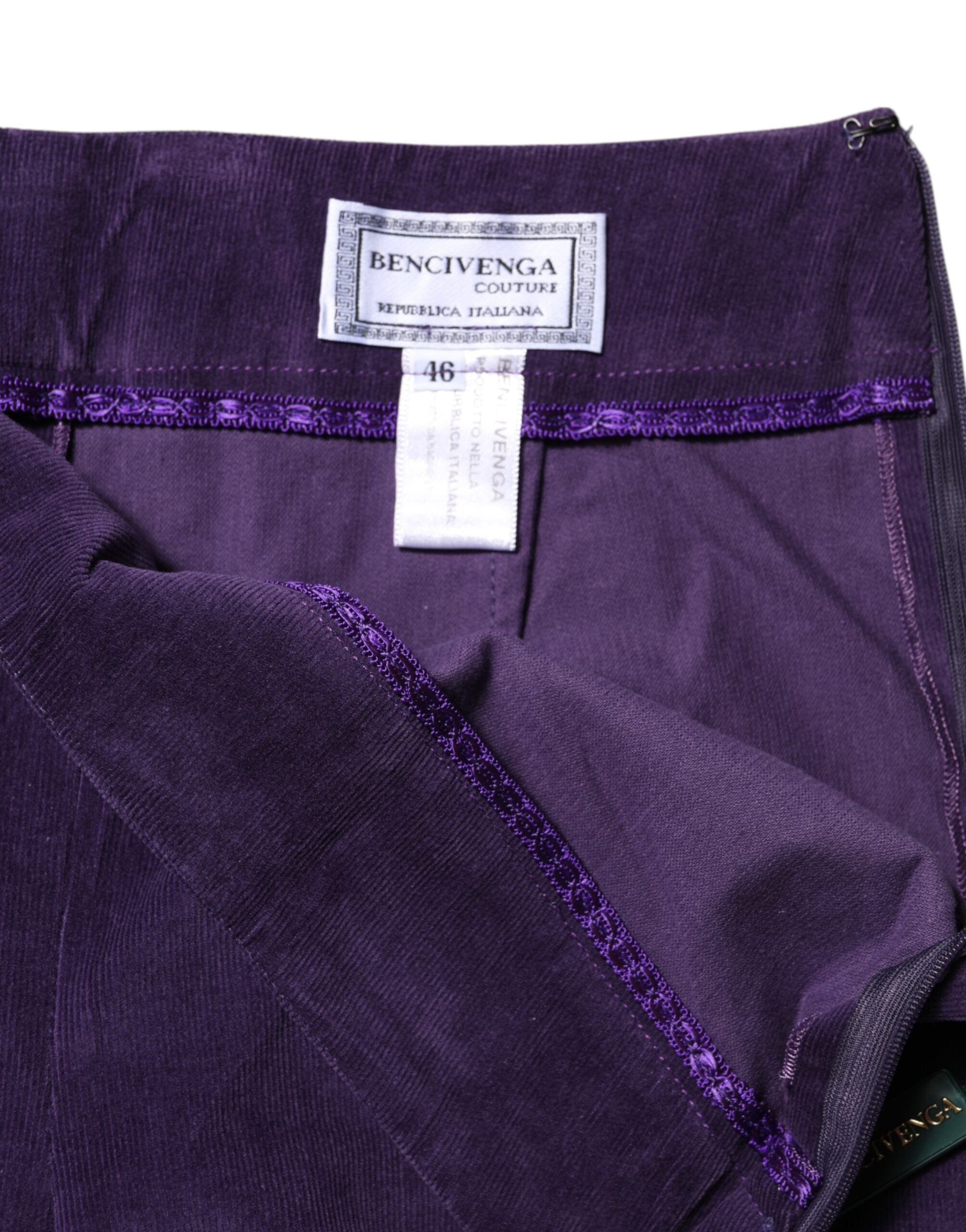 Purple High Waisted Flared Pants - ventzia