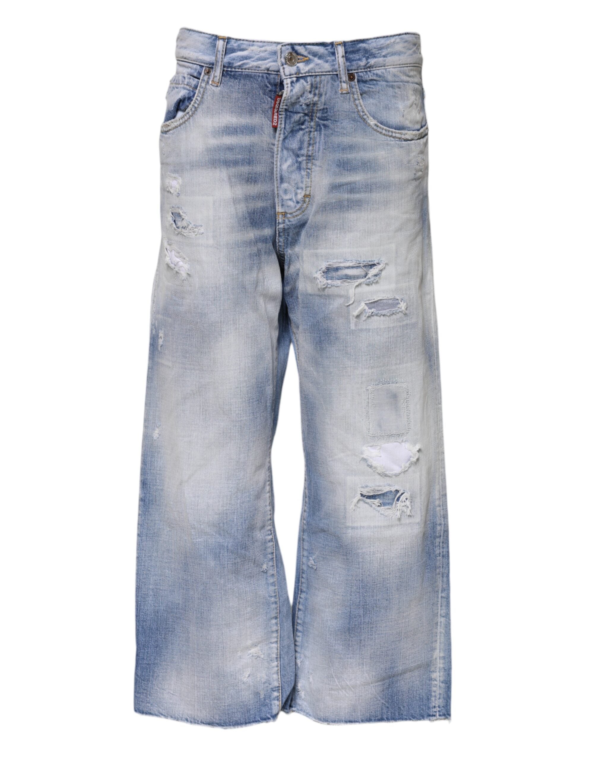 Blue Washed High Waist Wide Leg Jeans - ventzia