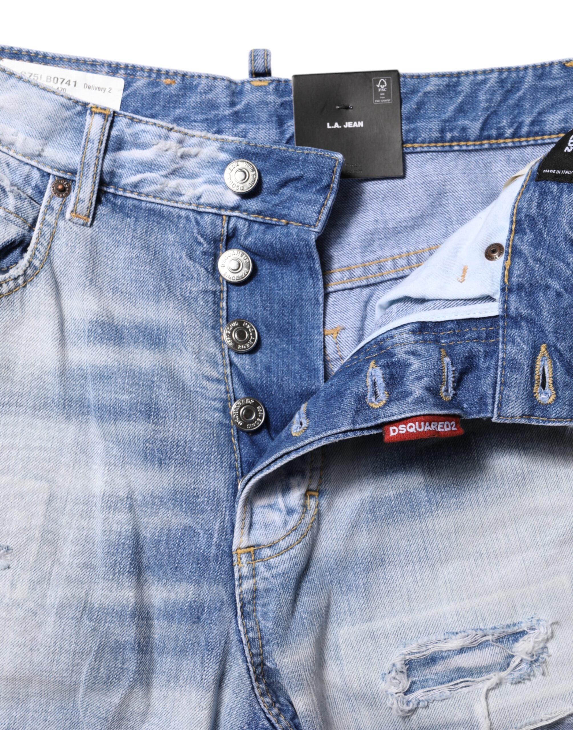 Blue Washed High Waist Wide Leg Jeans - ventzia
