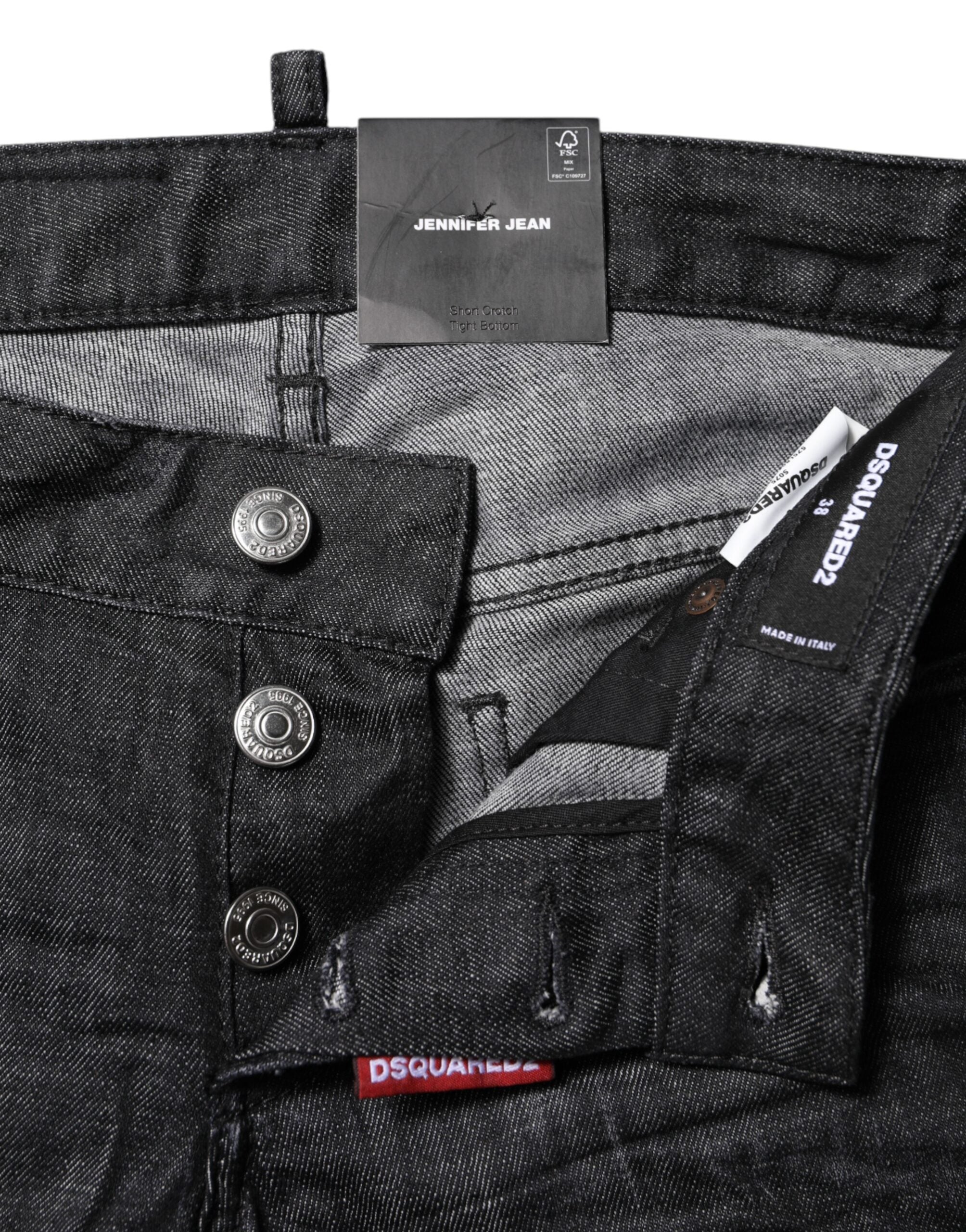 Black Cotton Low Waist Skinny Denim Jeans - ventzia