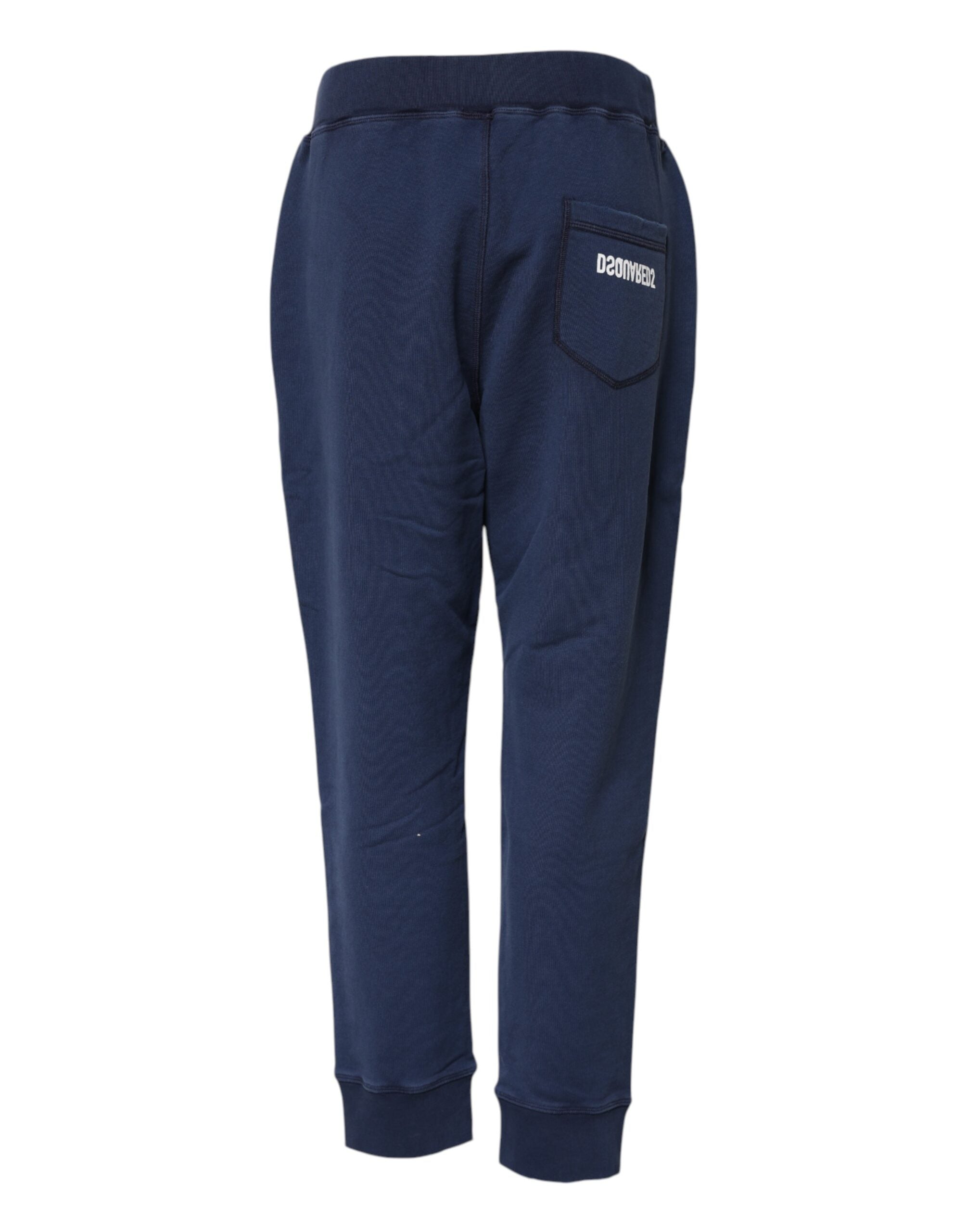Blue Cotton Mid Waisted Jogger Pants - ventzia