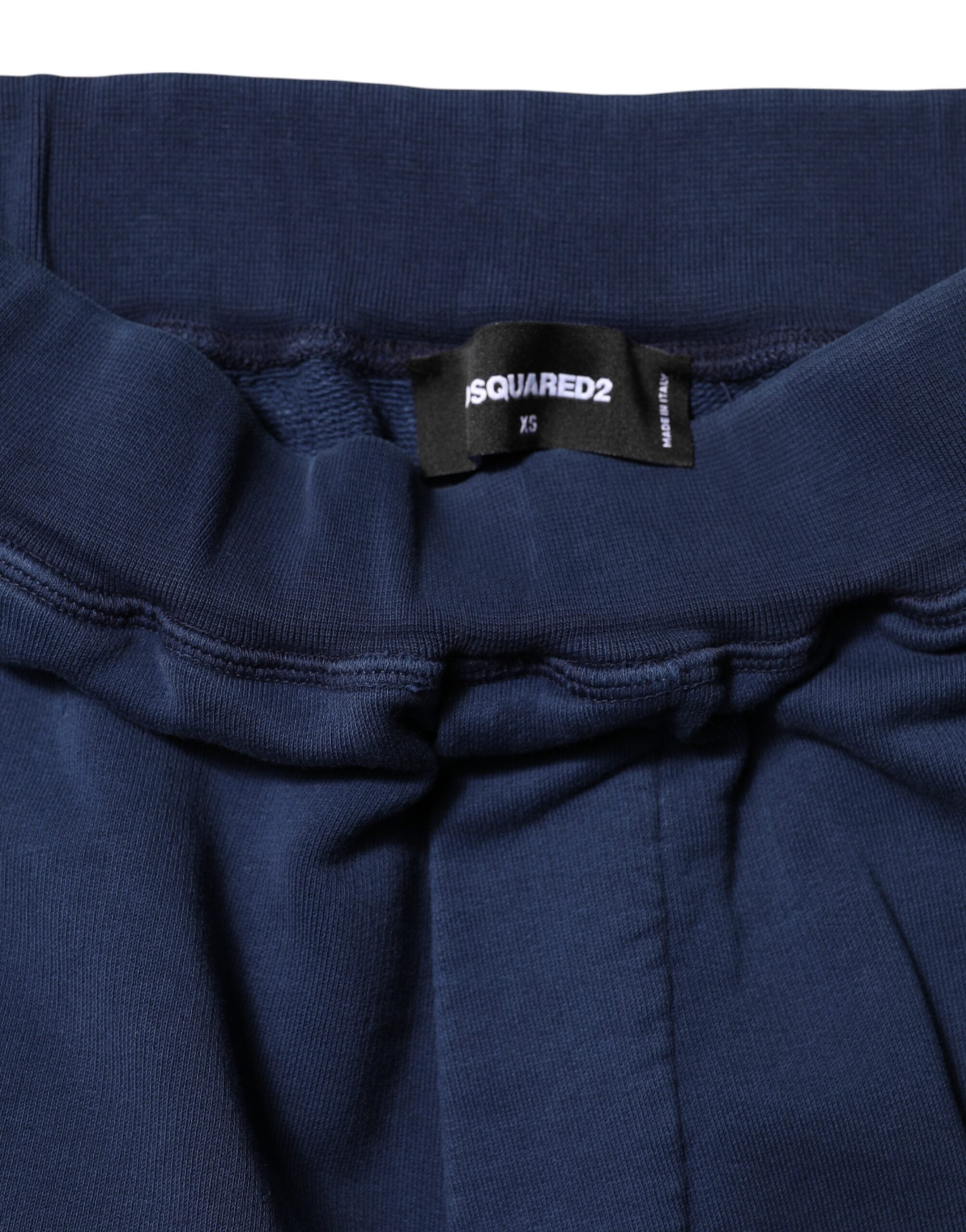 Blue Cotton Mid Waisted Jogger Pants - ventzia