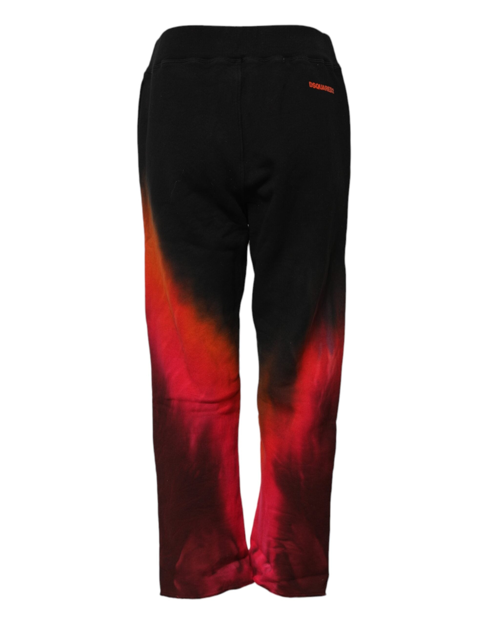 Black Red Cotton Straight Fit Jogger Pants - ventzia