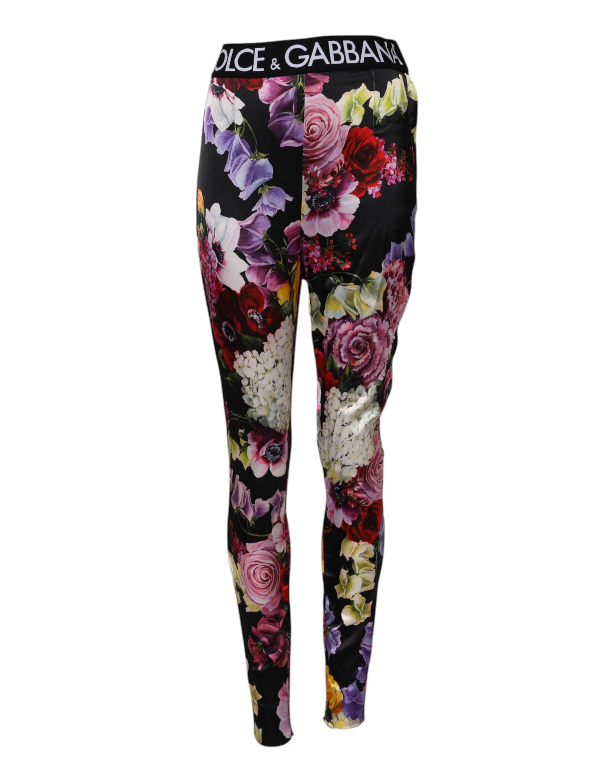 Multicolor Floral Legging Stretch Waist Pants - ventzia