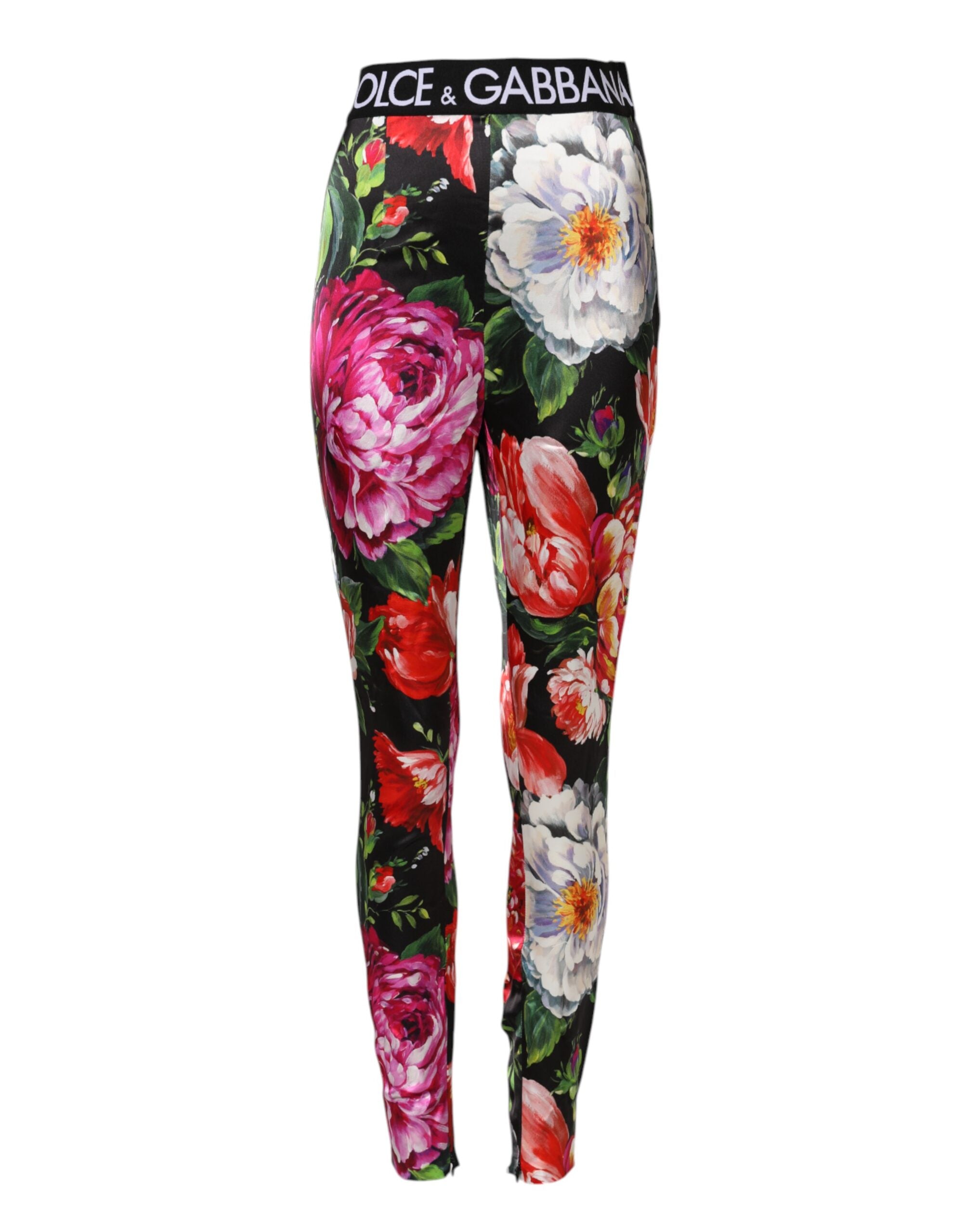 Multicolor Floral Legging Stretch Waist Pants - ventzia