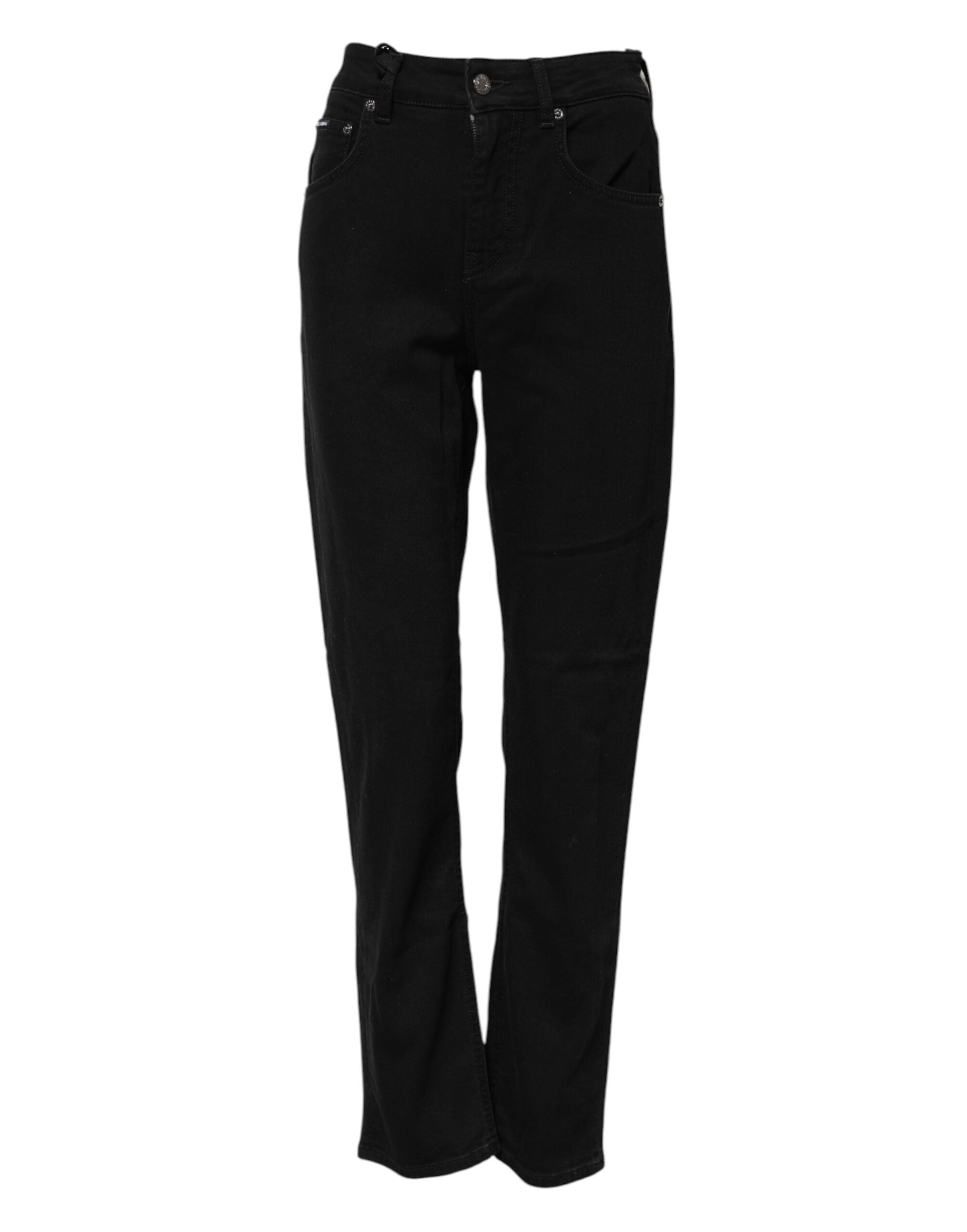 Black Boyfriend Cotton Mid Waist Denim Jeans - ventzia