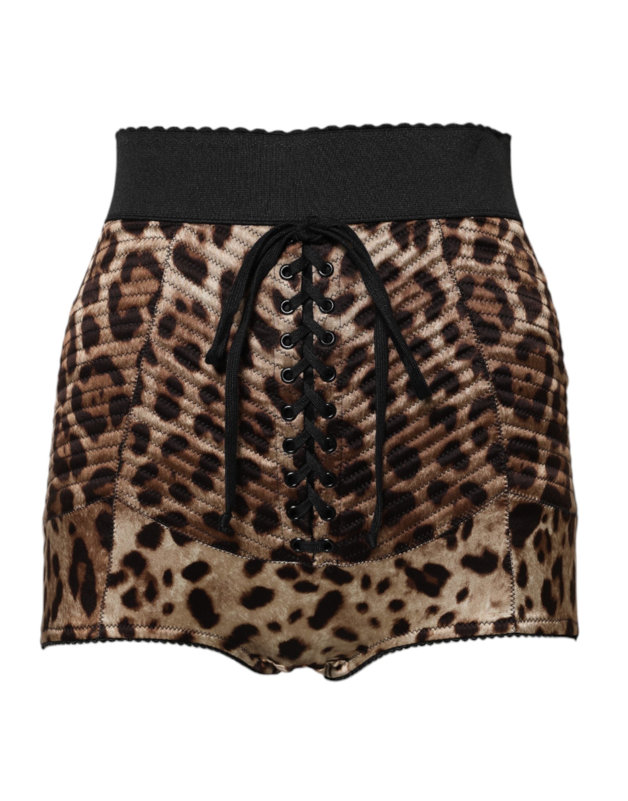 Brown Leopard High Waist Hot Pants Shorts - ventzia