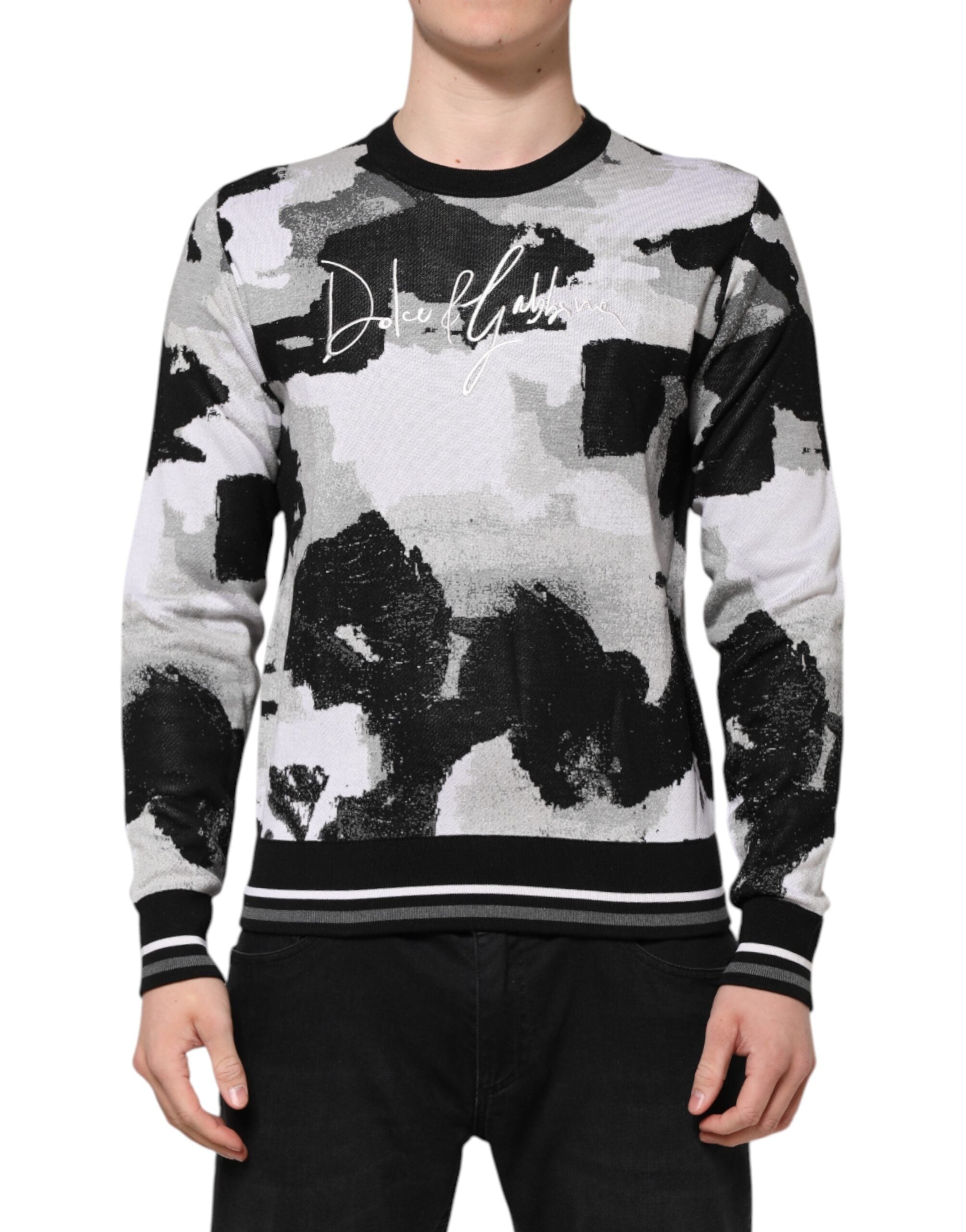 Multicolor Silk Camouflage Pullover Sweater - ventzia