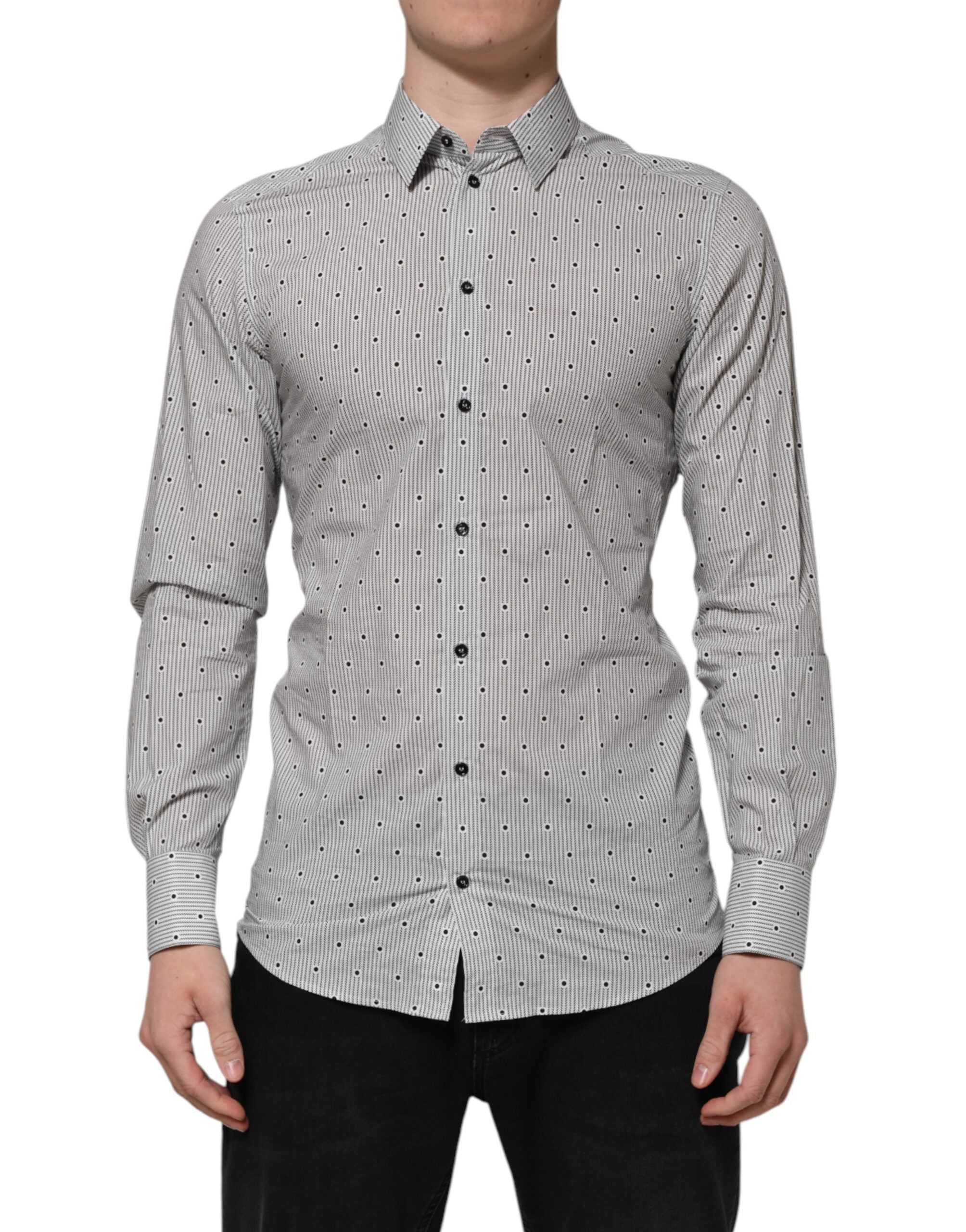 Gray Dotted Semi Fitted GOLD Men Formal Shirt - ventzia
