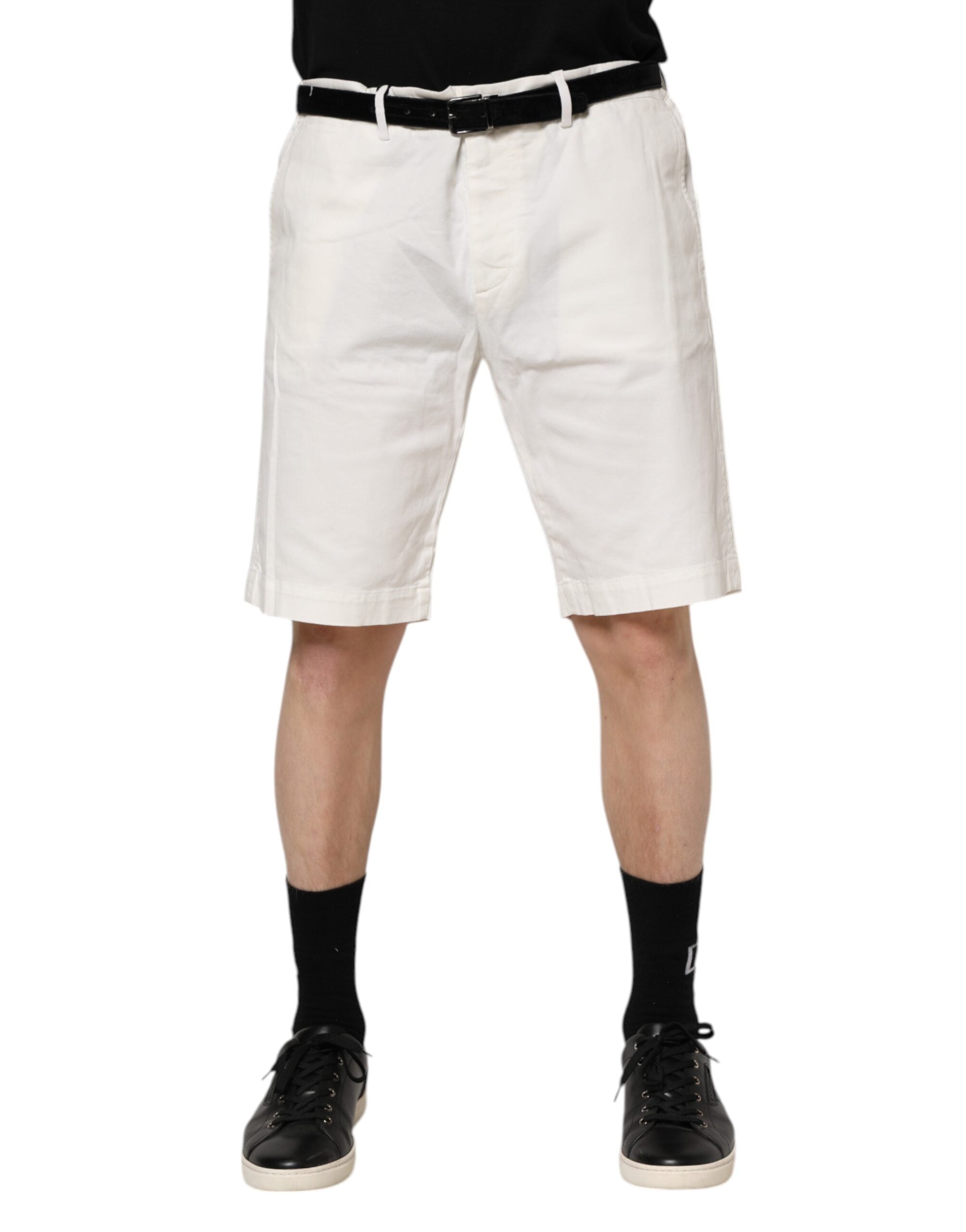 White Chinos Cotton Stretch Men Casual Shorts - ventzia