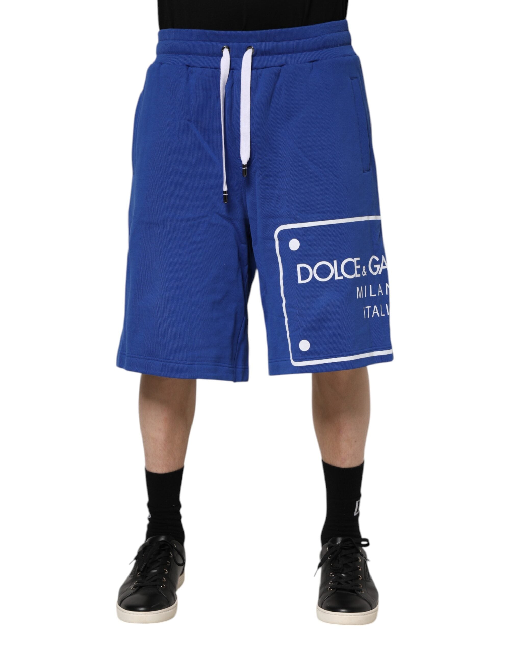 Blue Logo Cotton Bermuda Sweatshorts Shorts - ventzia