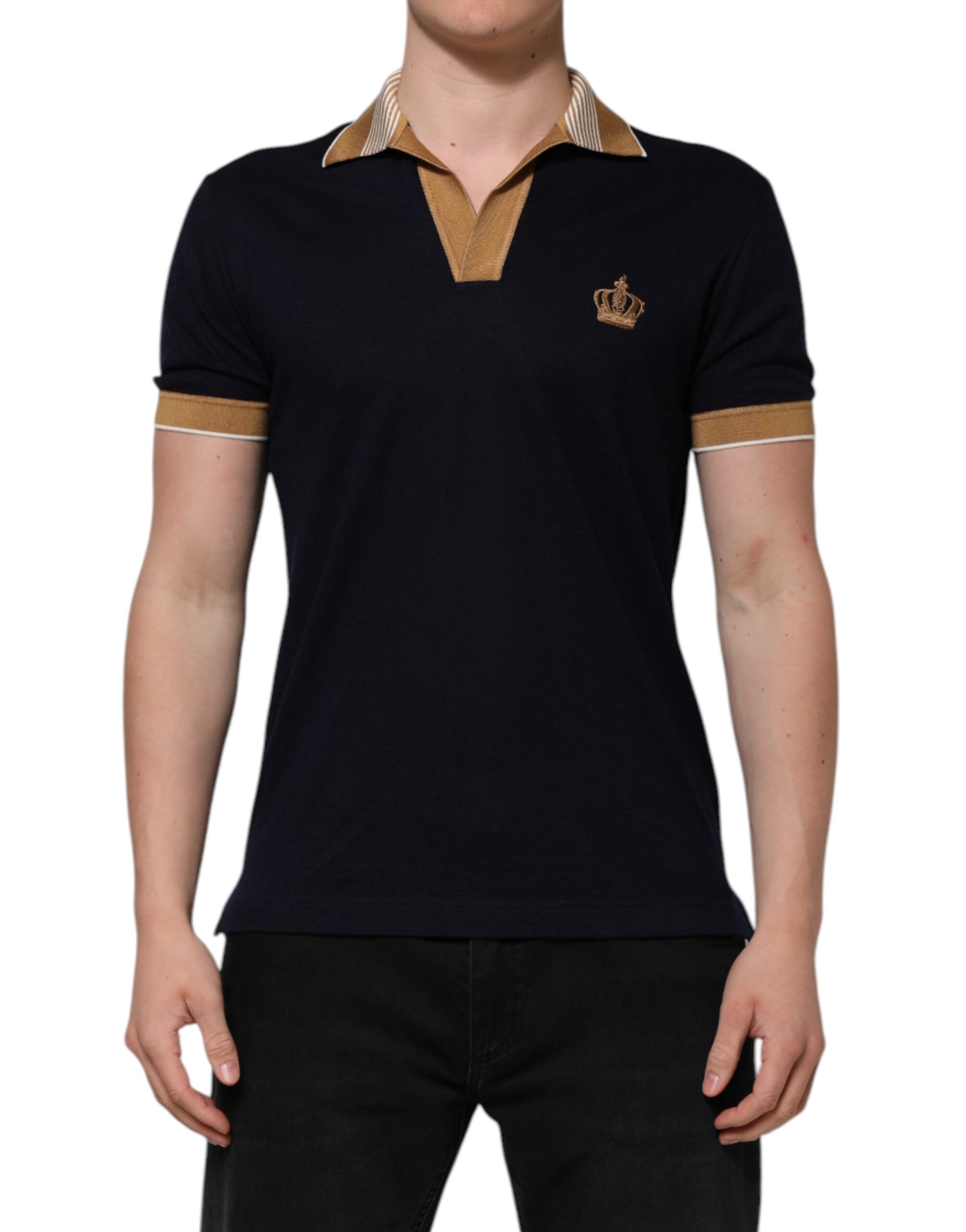 Black Cashmere Crown Logo Men Polo T-shirt - ventzia