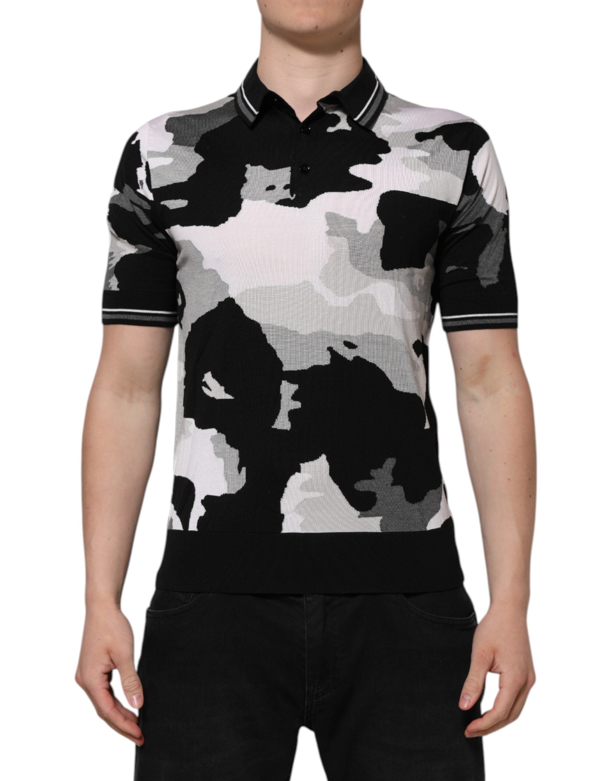 Multicolor Camouflage Collared Polo T-shirt - ventzia