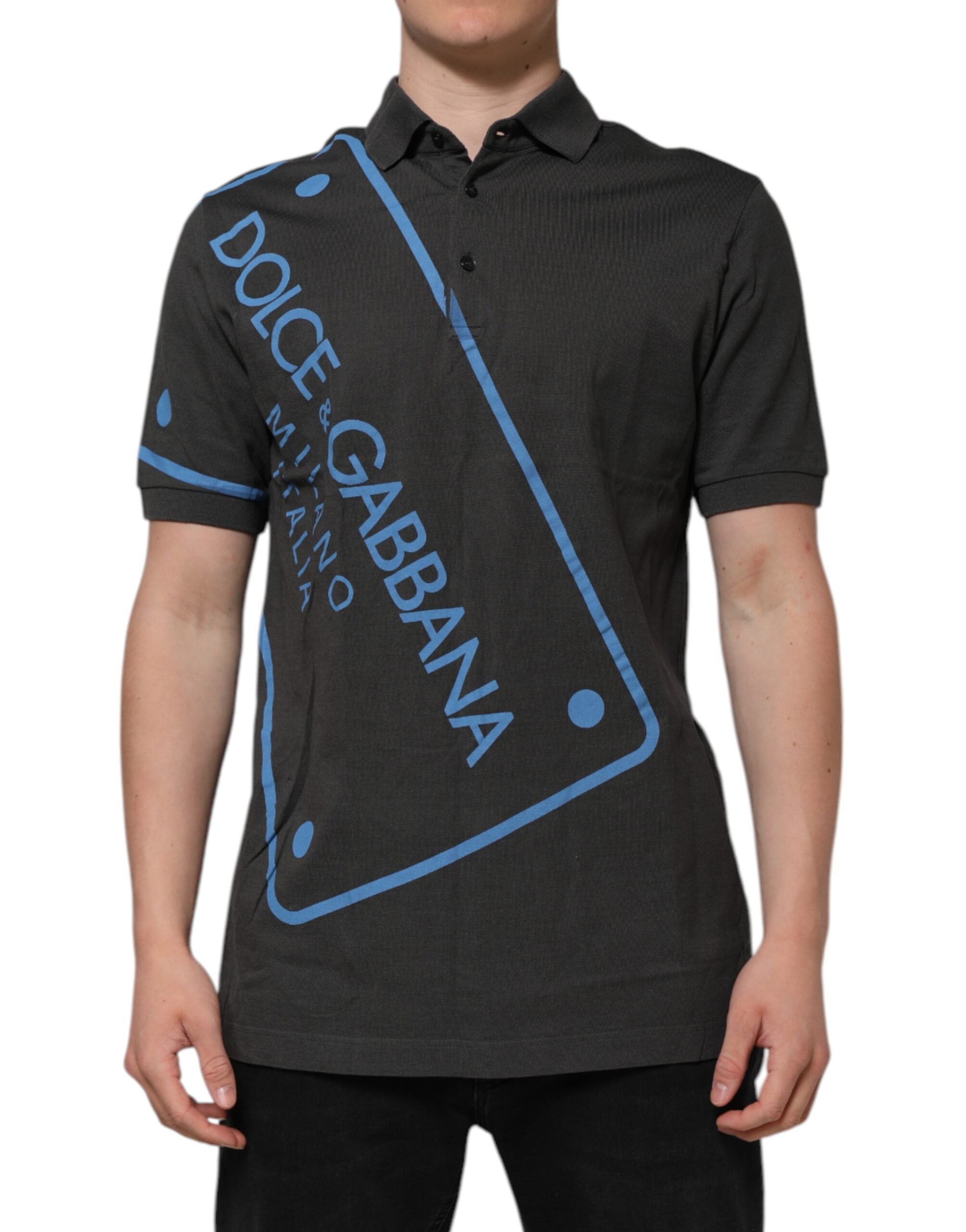Dark Gray Short Sleeve Collared Polo T-shirt - ventzia