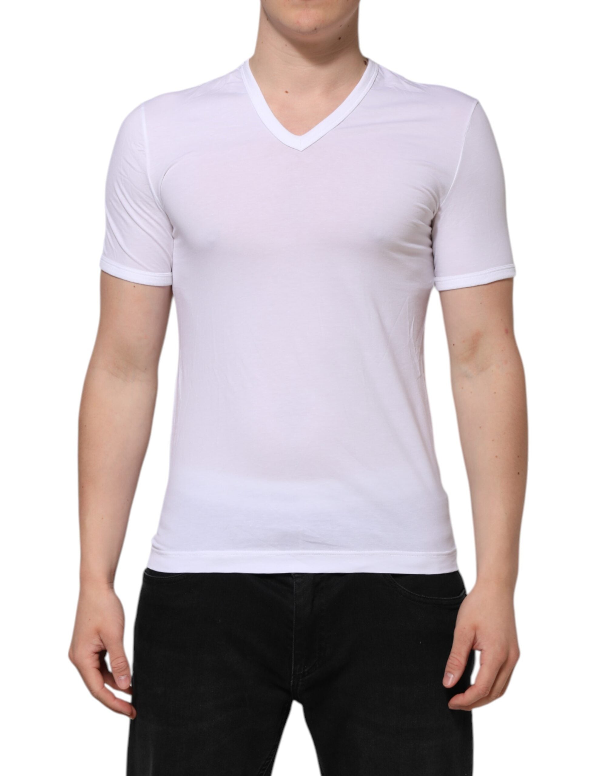 White Short Sleeves V-neck Underwear T-shirt - ventzia