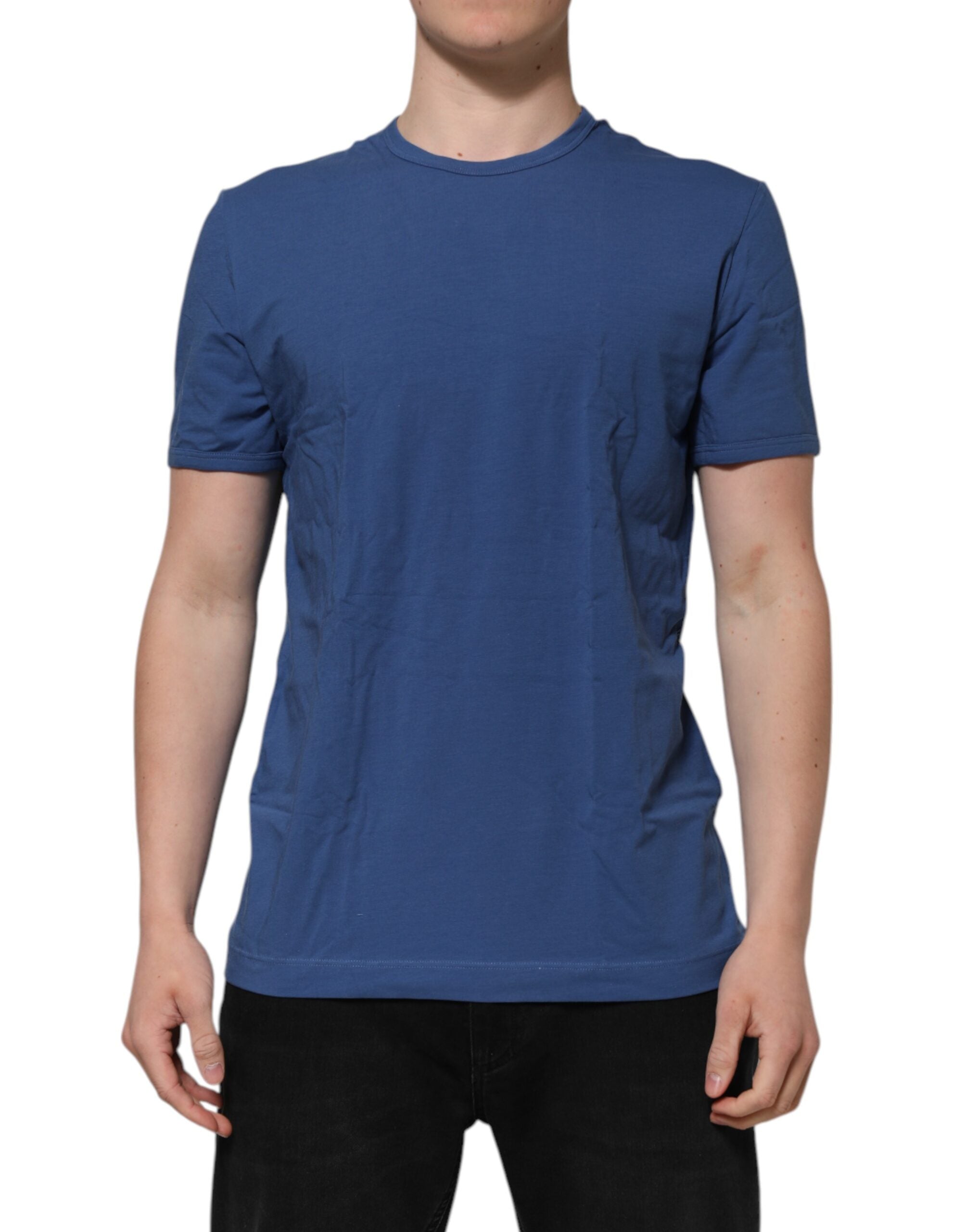 Blue Cotton Men Round Neck Underwear T-shirt - ventzia