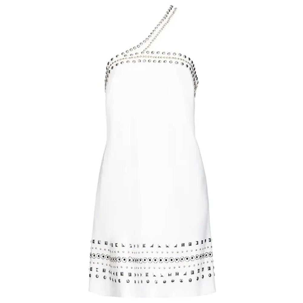 White Polyester Dress - ventzia