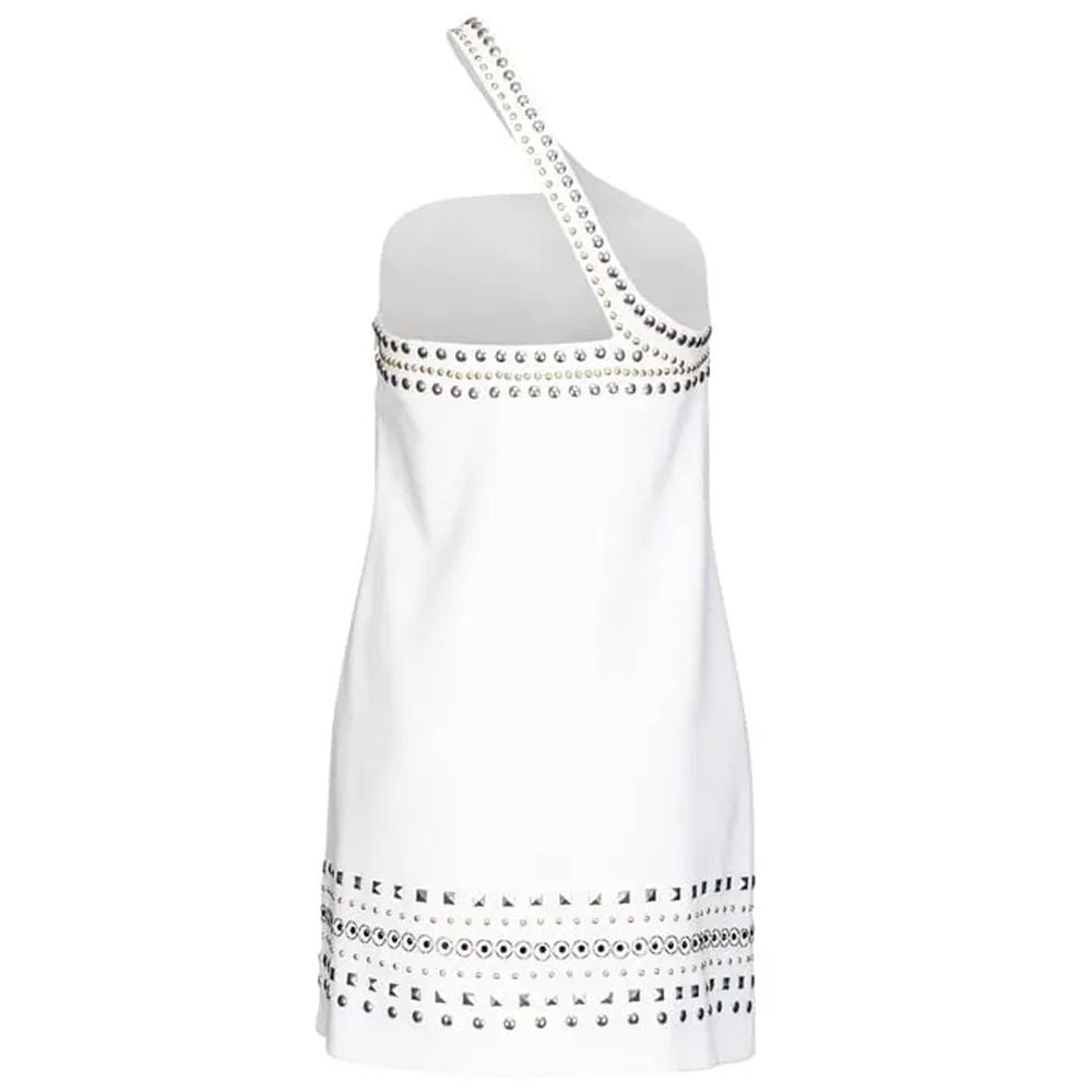 White Polyester Dress - ventzia
