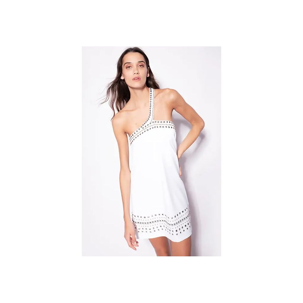 White Polyester Dress - ventzia