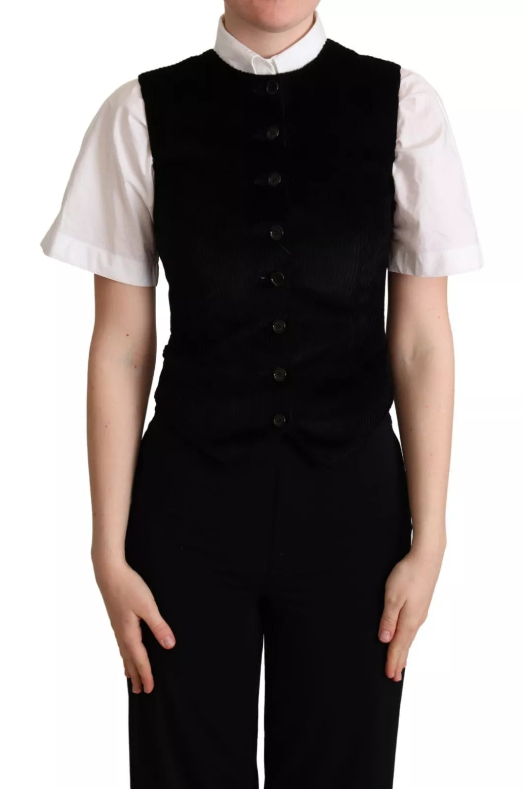Black Brown Leopard Print Waistcoat Vest - ventzia