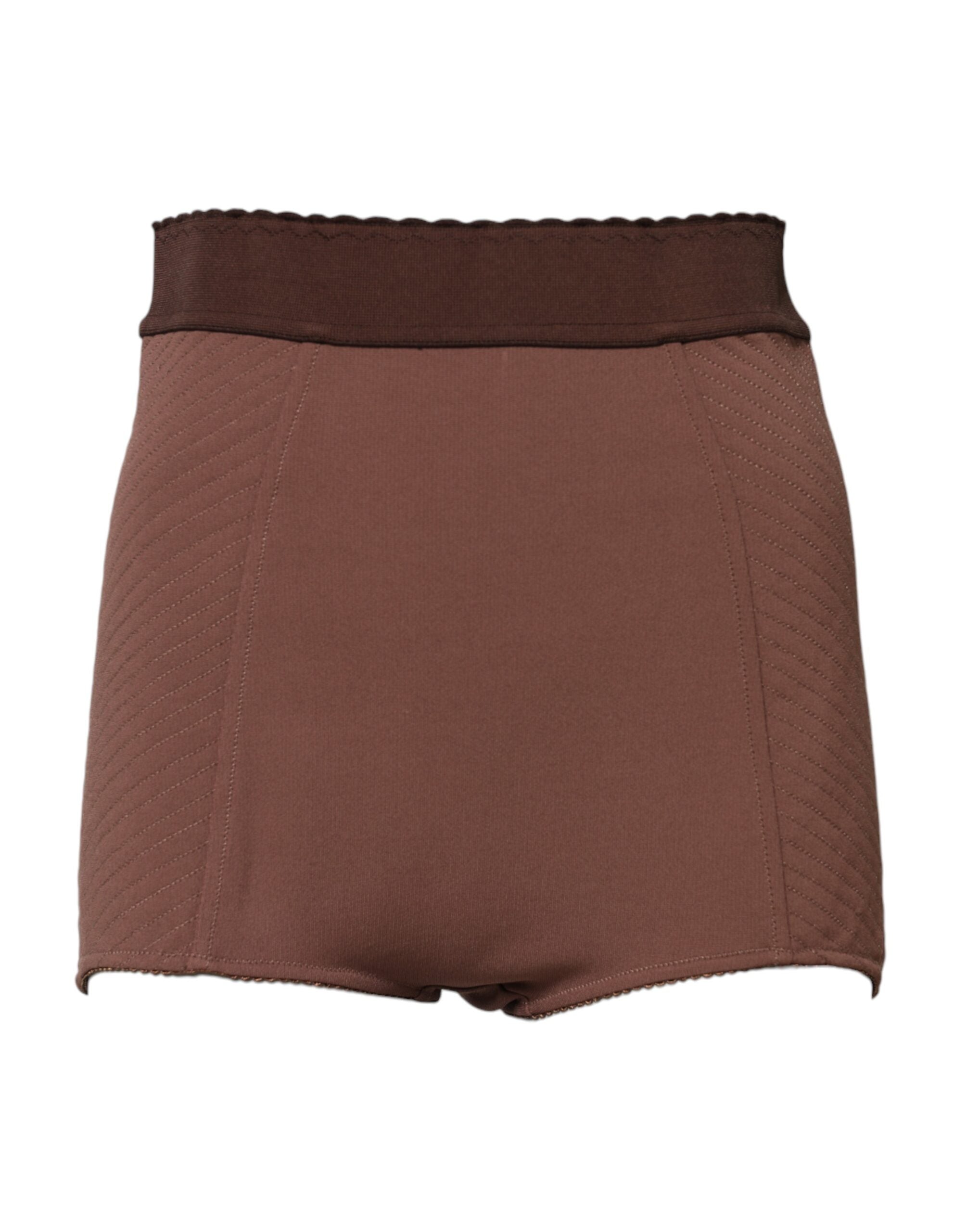 Brown Viscose High Waisted Hot Pants Shorts - ventzia