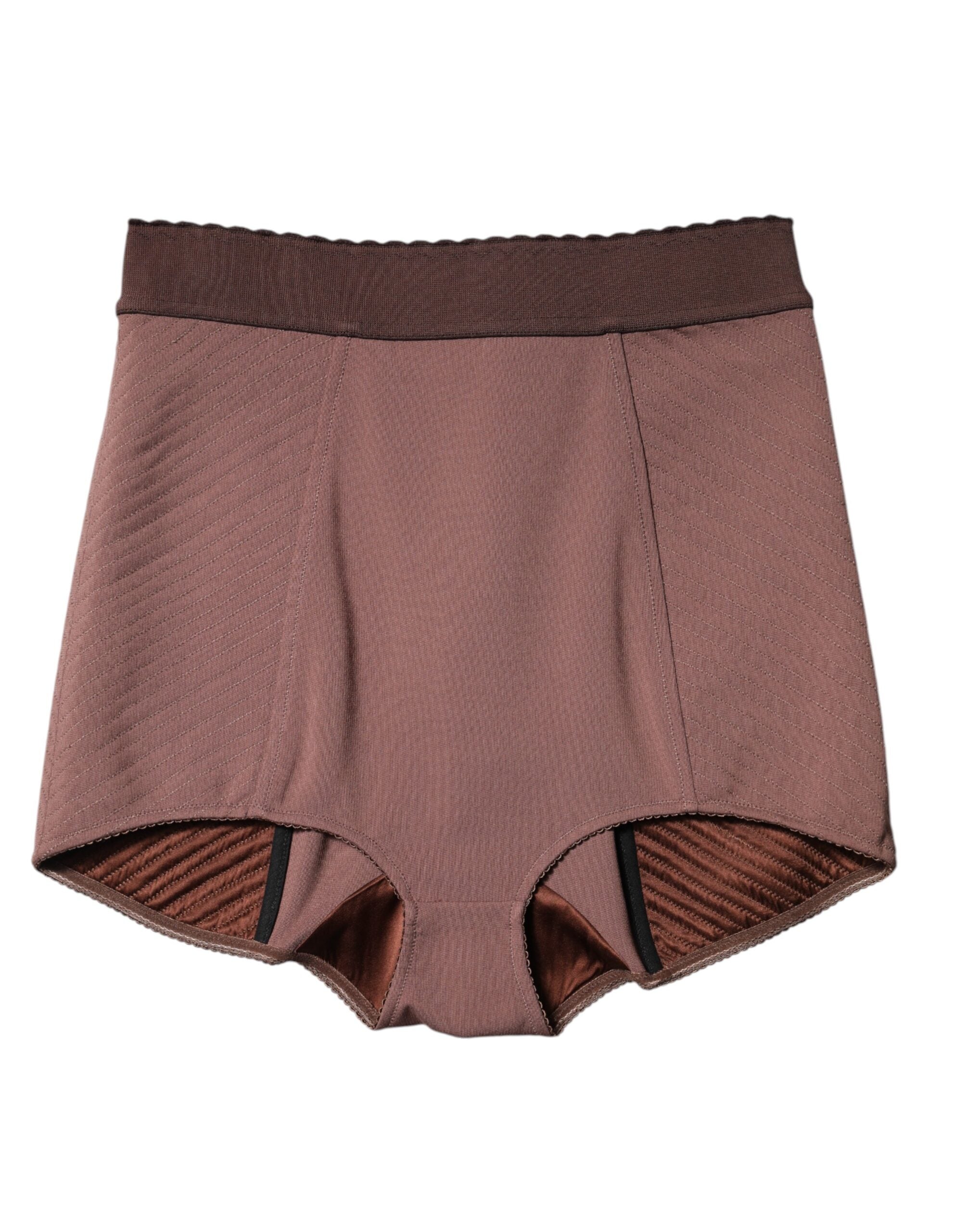 Brown Viscose High Waisted Hot Pants Shorts - ventzia