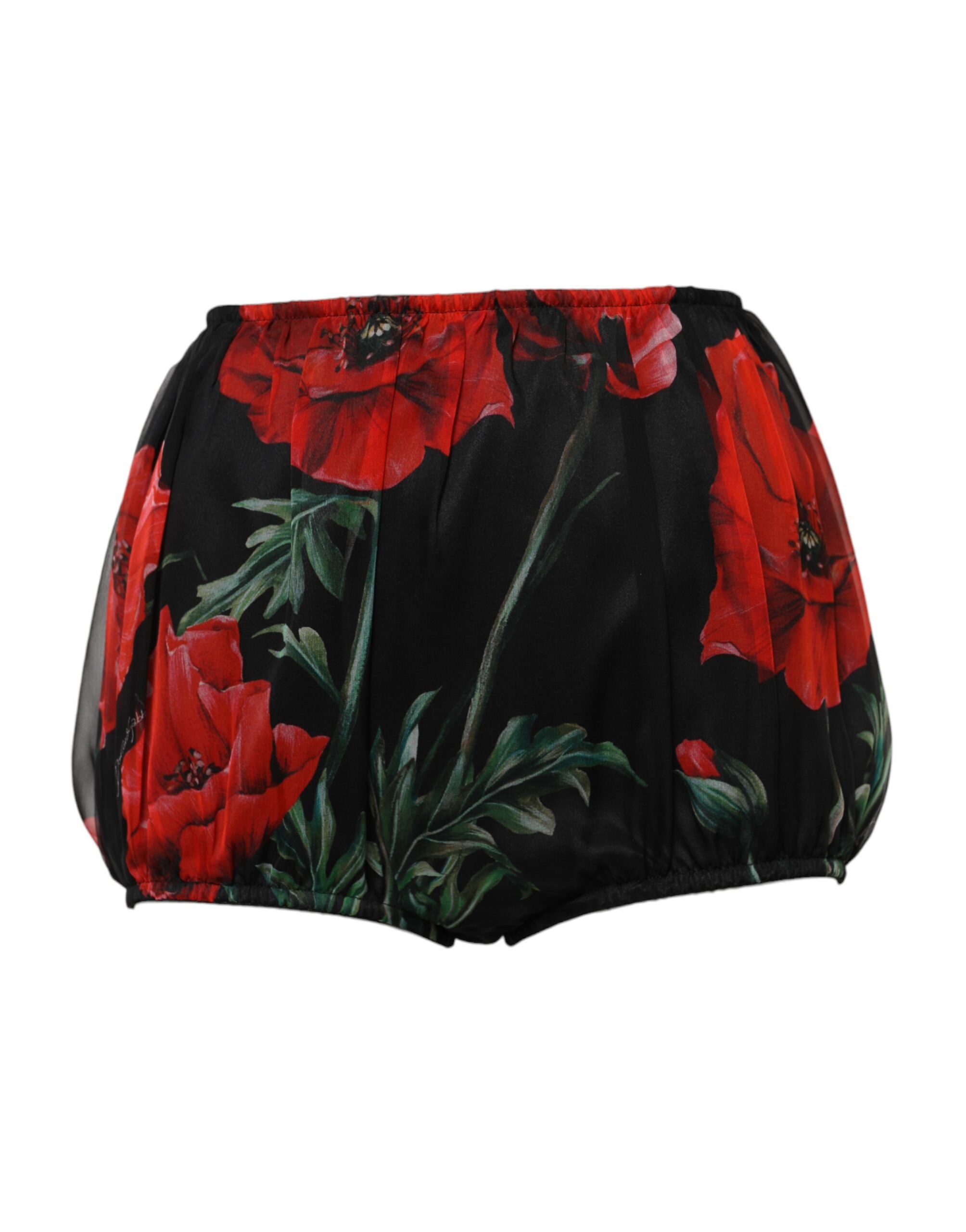 Black Floral High Waist Women Hot Pants Shorts - ventzia