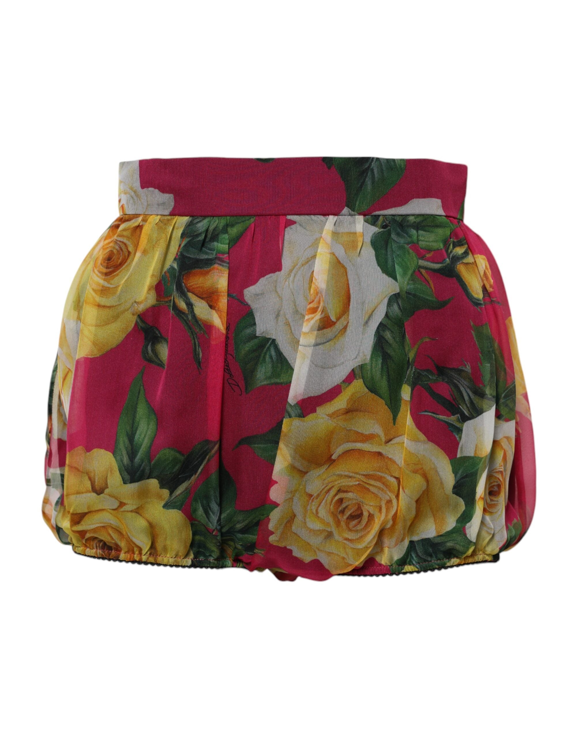 Red Floral High Waist Women Hot Pants Shorts - ventzia