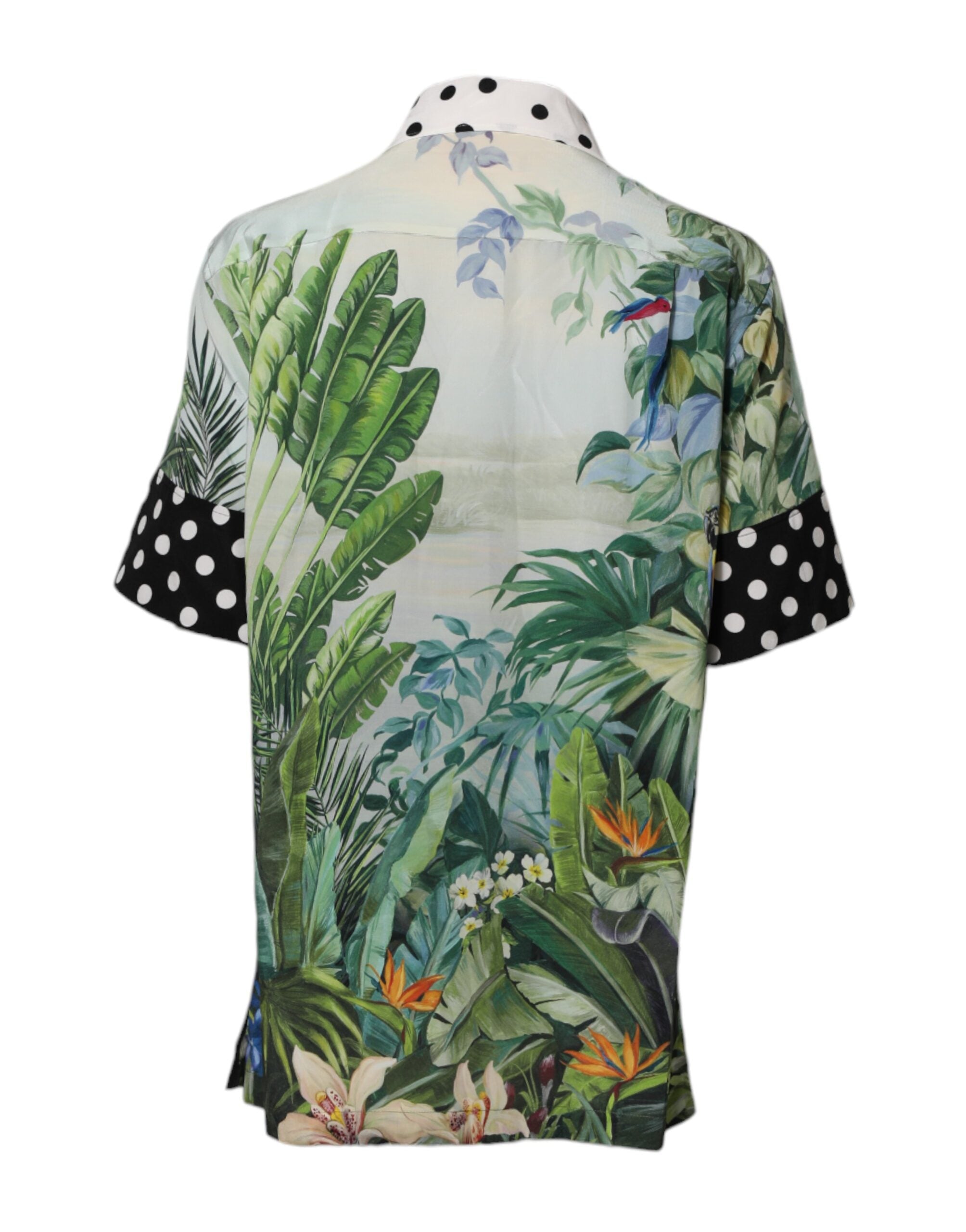 Multicolor Printed Silk Collared Shirt Top - ventzia