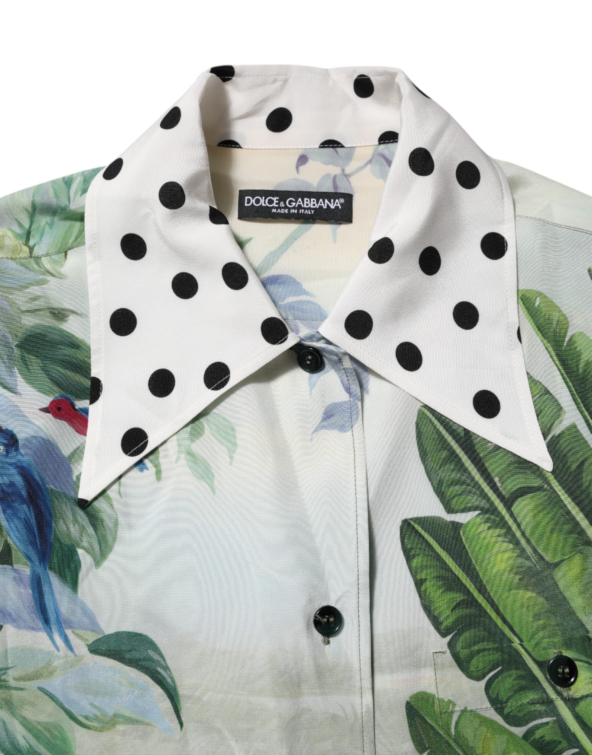 Multicolor Printed Silk Collared Shirt Top - ventzia